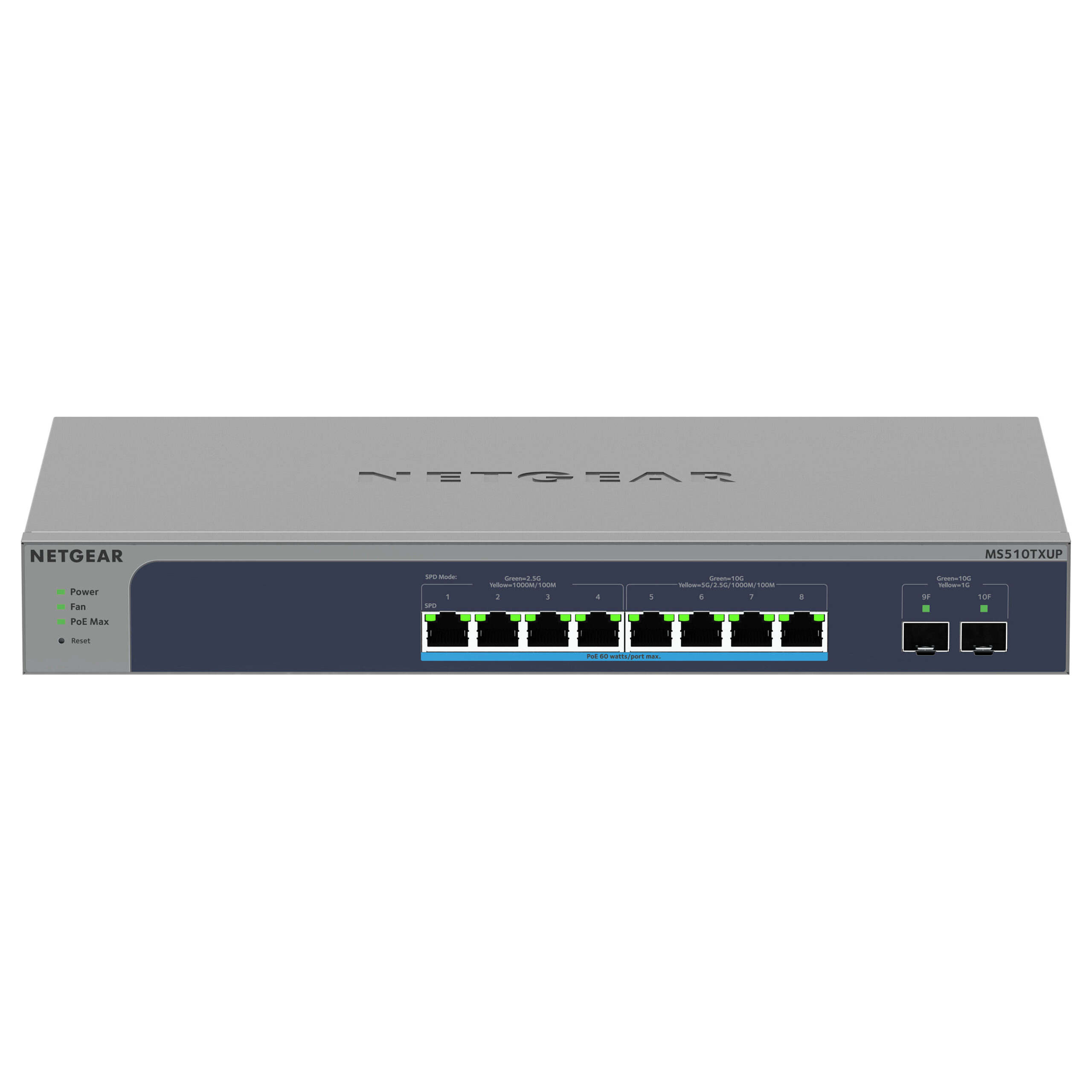 NETGEAR MS510TXUP-100EUS 8-Port Multi-Gigabit Smart Managed Switch with PoE++ and 2x 10G SFP+ Uplink | 295W Ultra60 Enterprise Network Switch