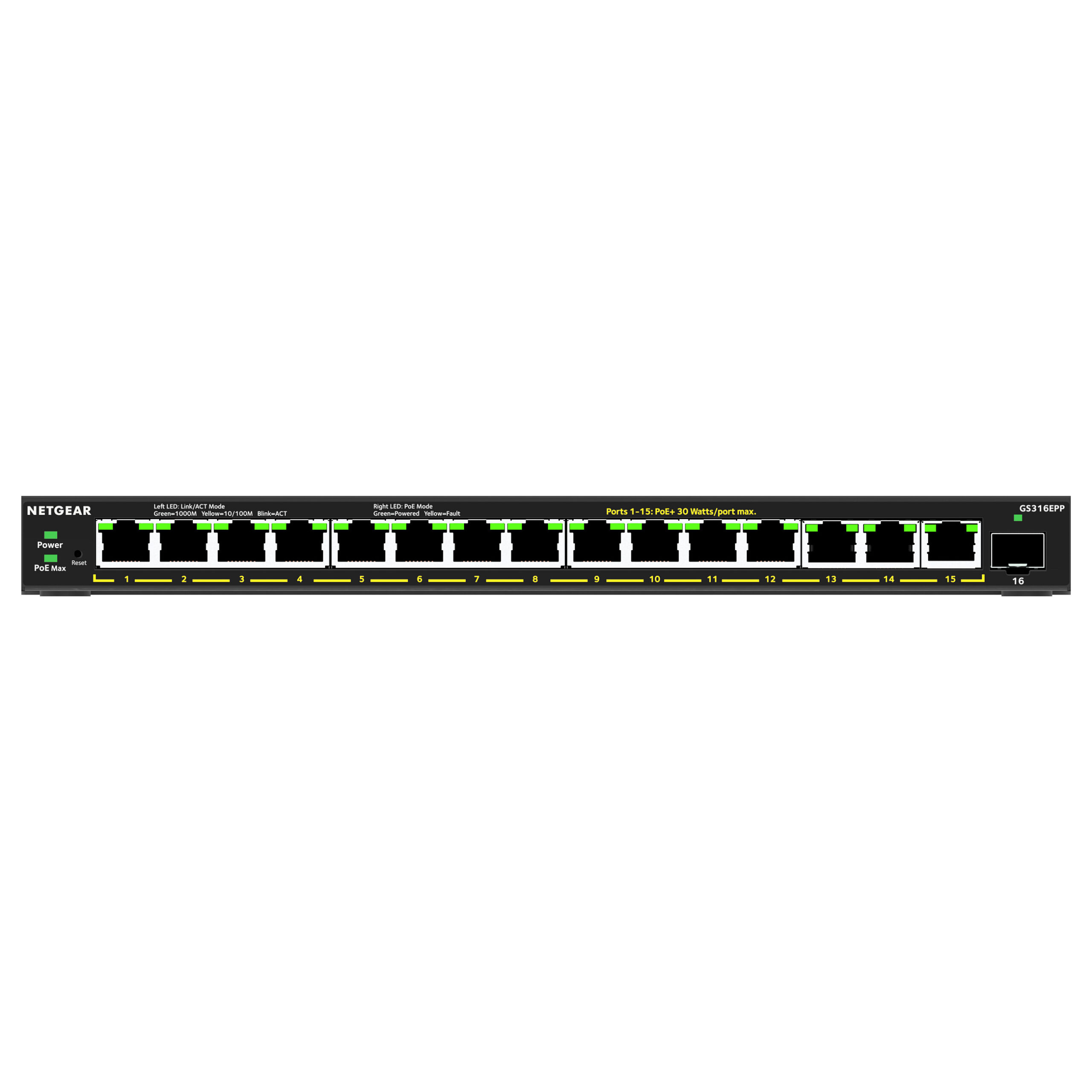 NETGEAR GS316EPP-100PES 16-Port Gigabit Smart Managed PoE+ Switch with 1x SFP | 231W PoE Budget, Easy Smart Network Switch