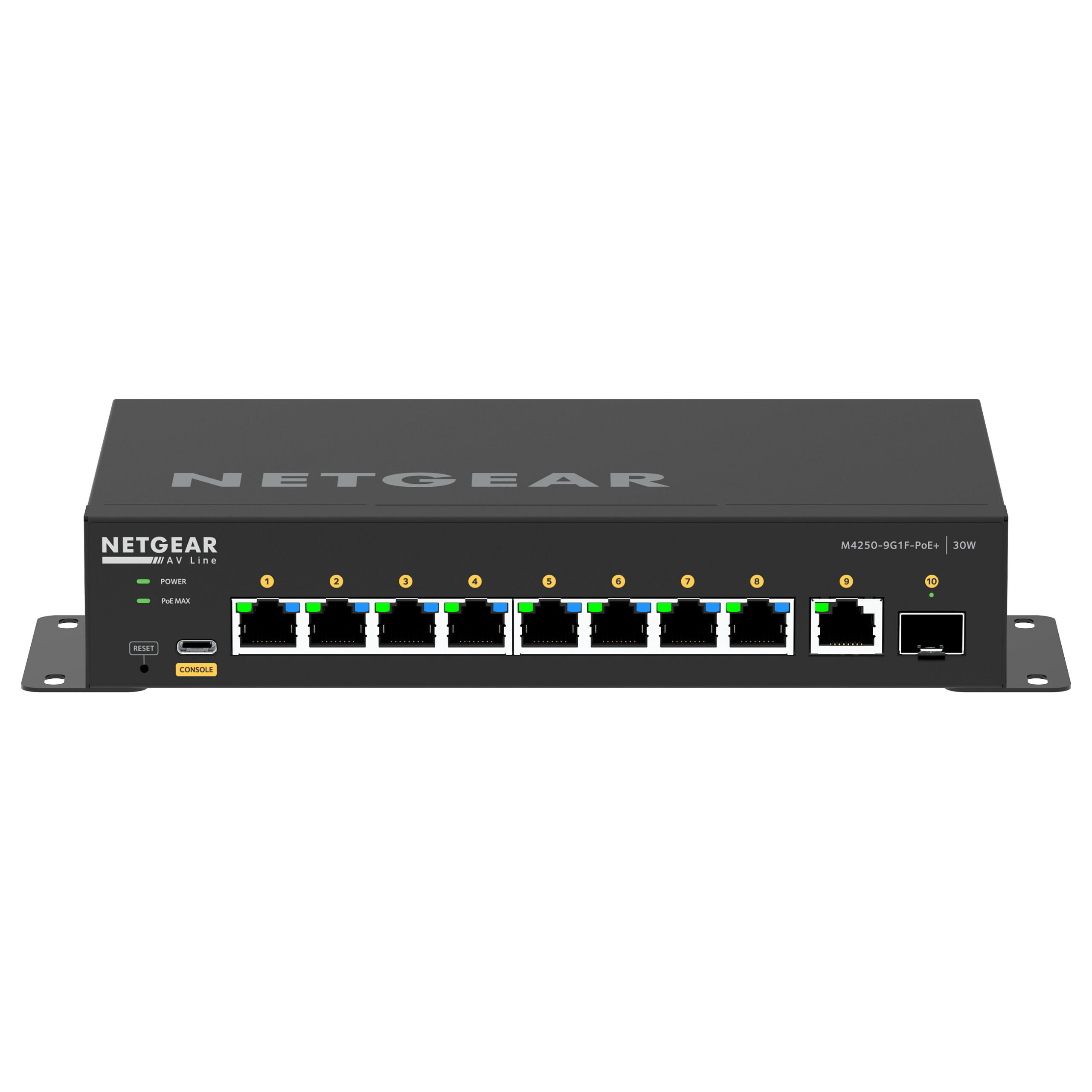 NETGEAR GSM4210PD-100EUS AV Line Managed PoE+ Switch with 8x Gigabit PoE+ Ports, 1x SFP, 110W PoE Budget | AV Optimized Layer 2/3 Lite Switch