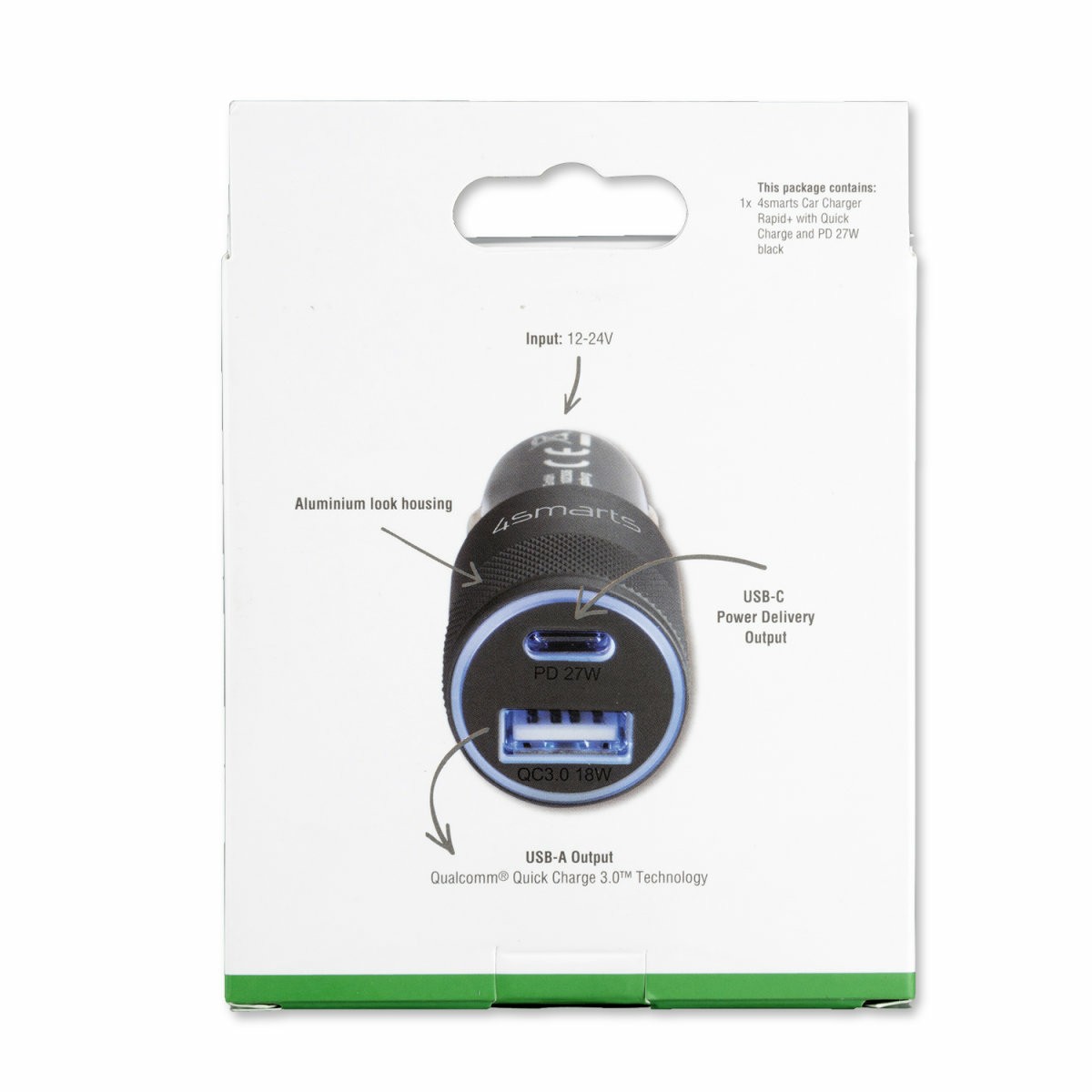 Adapter telefoni për veturë Car Charger 4smarts Rapid+ Quick Charge & PD 27W - Zezë - Figura 5
