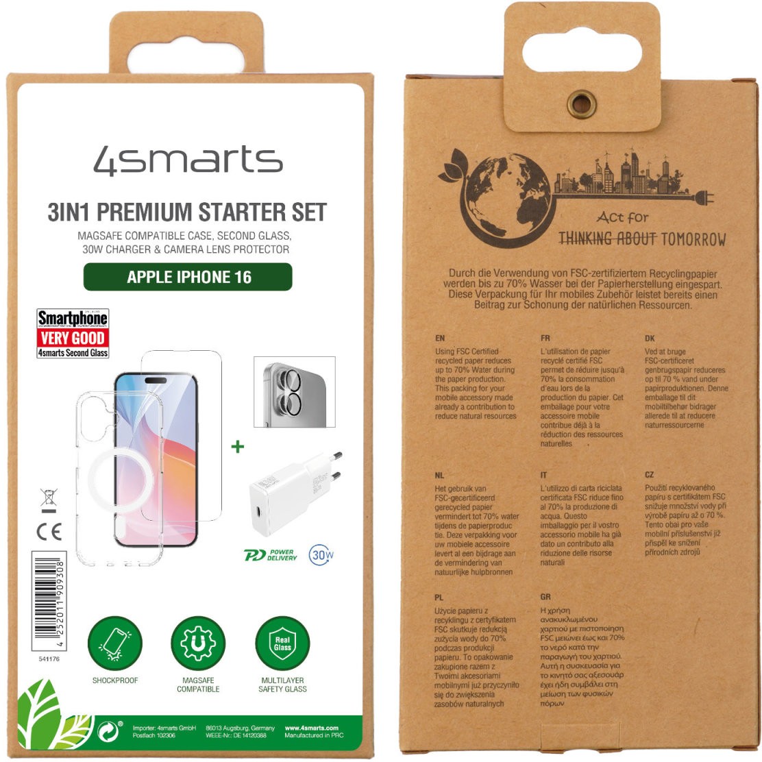 Aksesorë për telefon 4smarts / 3in1 Premium Starter Set / for Apple iPhone 16 - Transparente - Figura 2