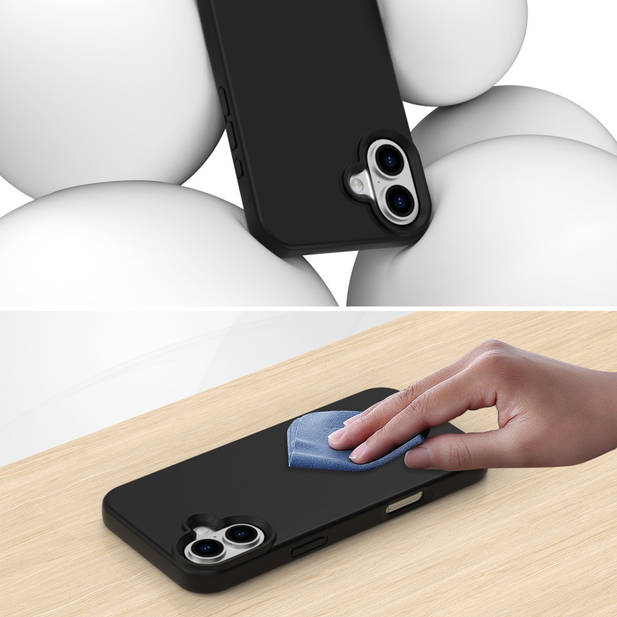 Aksesorë për telefon 4smarts / Silicone Case Cupertino / Apple iPhone 16 - Zezë - Figura 3