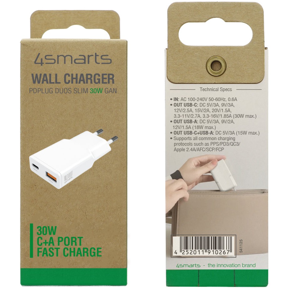 4smarts PDPlug Slim Duos / 30W / USB-C USB-A / i bardhë - Figura 4