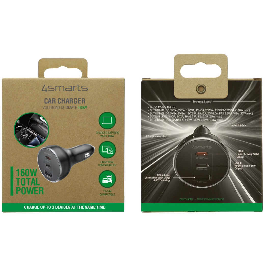 Adapter 4smarts VoltRoad Ultimate / për veturë / 160W / i zi - Figura 2