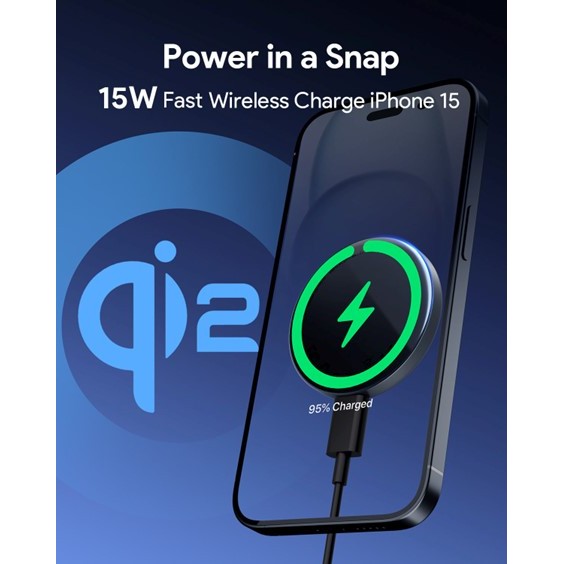 Karikues Aukey / MagFusion Aura Wireless Charging Pad / QI2 / 15W - Zezë - Figura 5