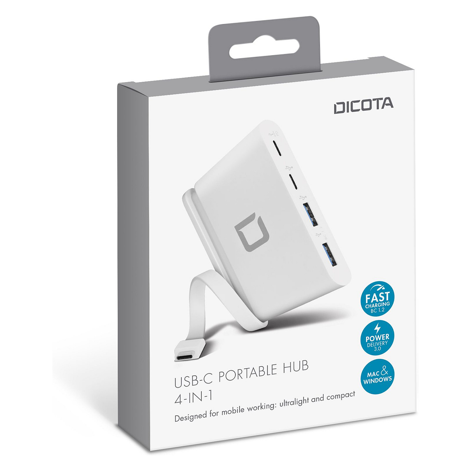 HUB Dicota USB-C Portable / 4-in-1 - Bardhë - Figura 4