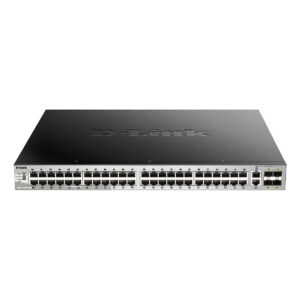 D-Link DGS-3130-54PS/E 54-Port Gigabit Managed Layer 3 PoE+ Stackable Switch with 10G SFP+ Uplink, 370W PoE Budget