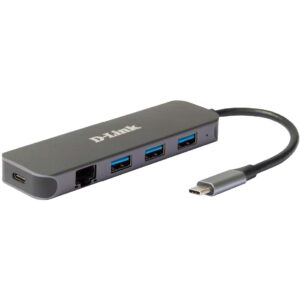 USB Hub D-Link DUB-2334 5-in-1 USB-C, me Gigabit Ethernet/Power