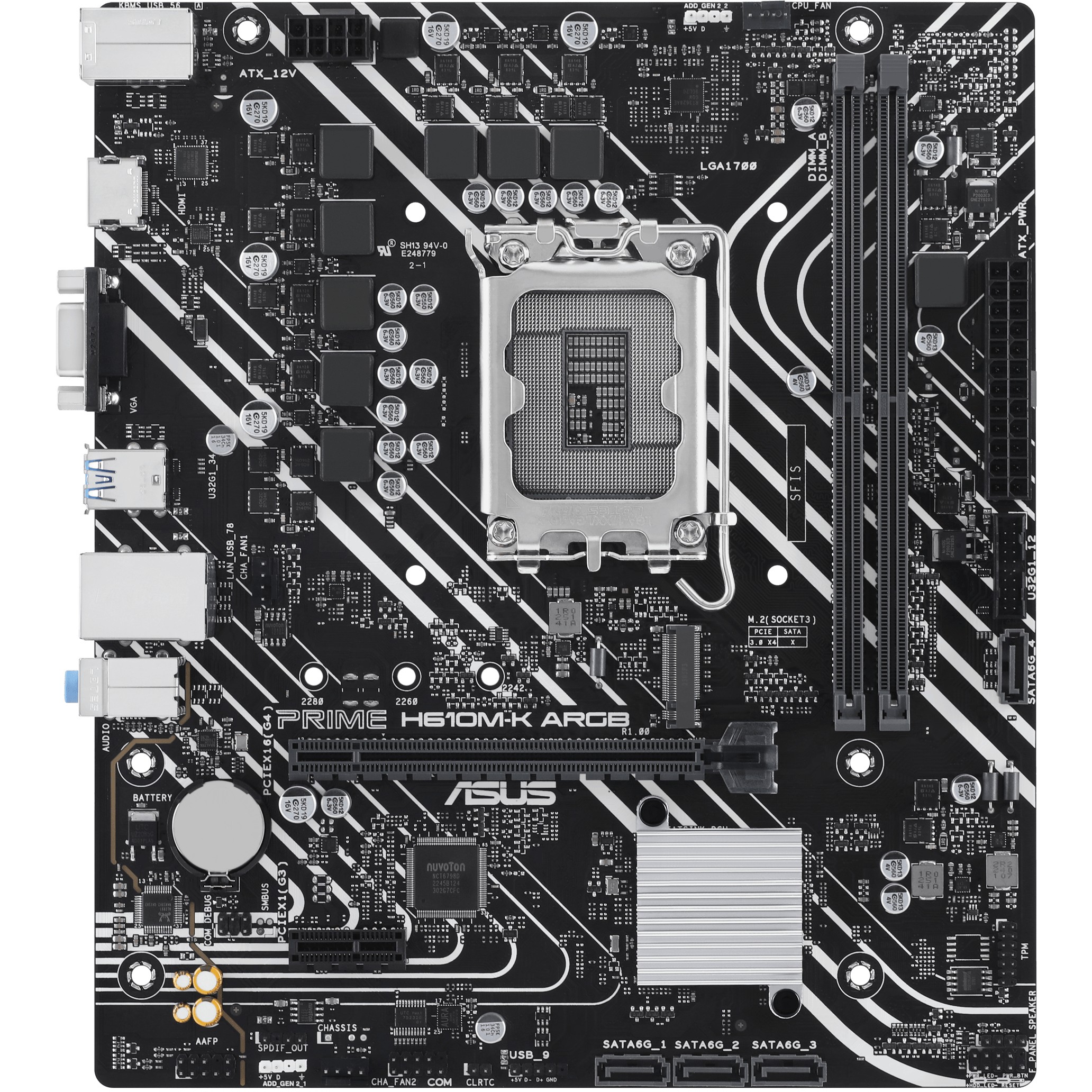 Pllakë Amë MB ASUS PRIME H610M-K ARGB, Intel 1700, DDR5, mATX