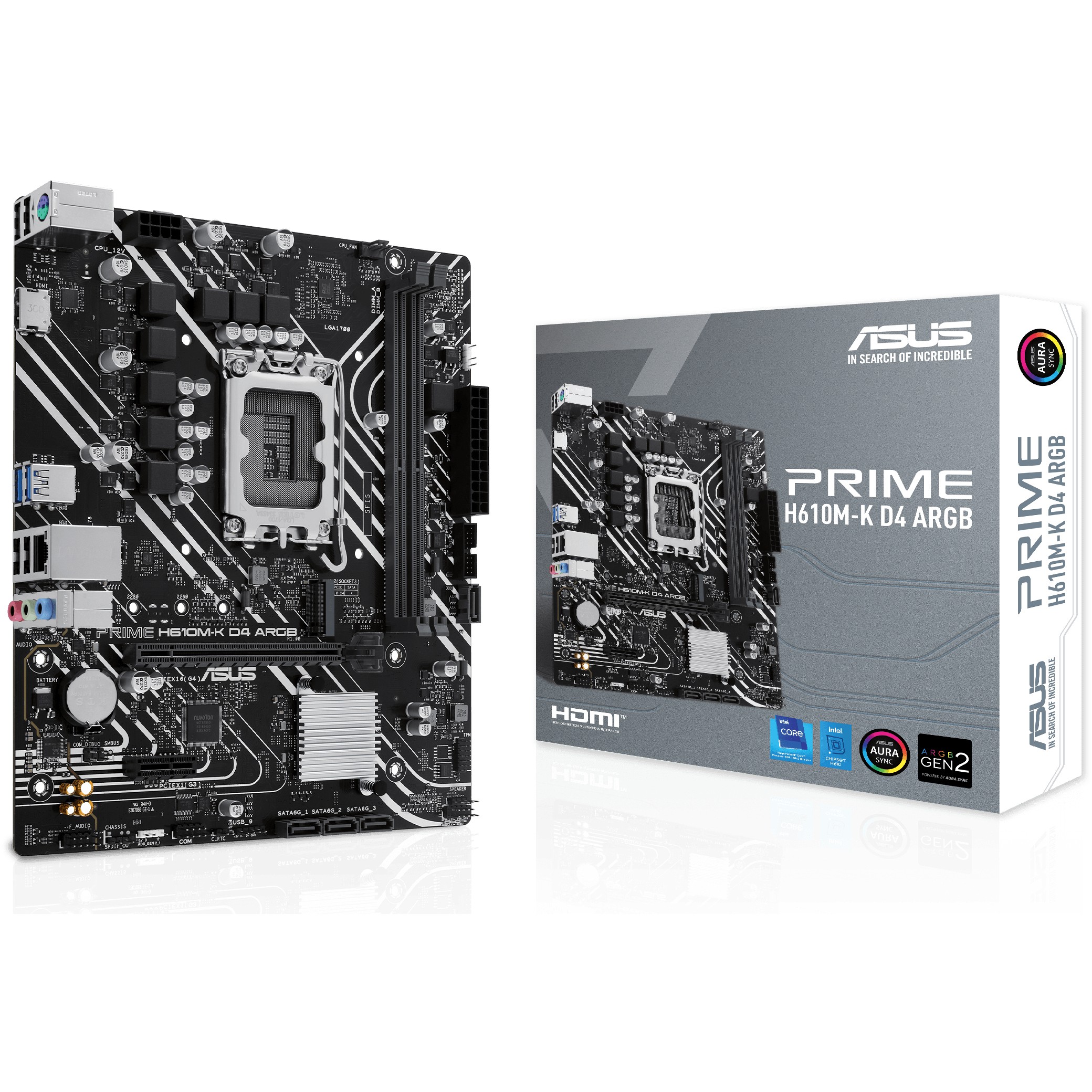 Pllakë Amë MB Intel MB ASUS PRIME H610M-K D4 ARGB / LGA 1700 / DDR4 / mATX