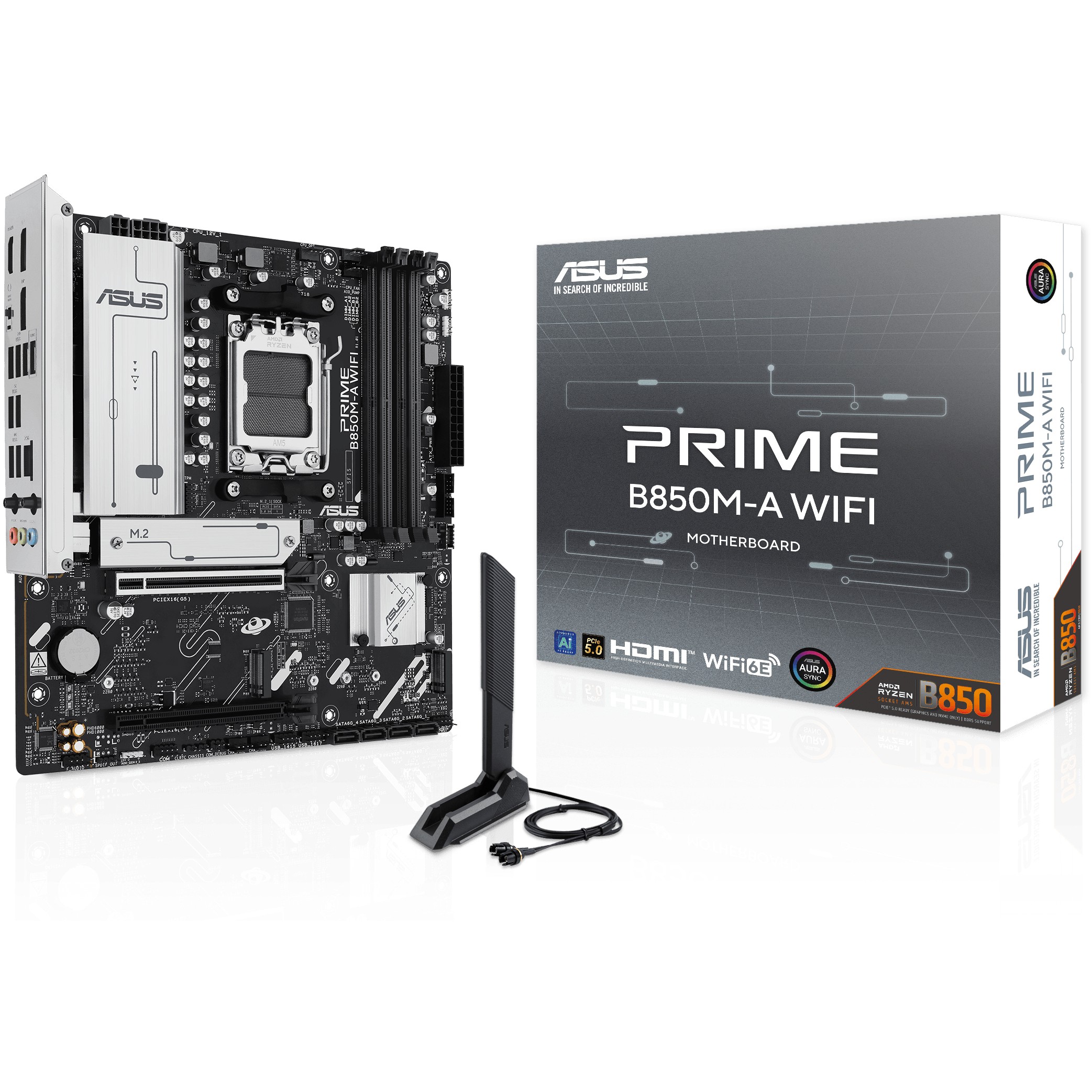 Pllakë Amë MB AMD ASUS PRIME B850M-A WIFI / AM5 / DDR5 / HDMI+DP