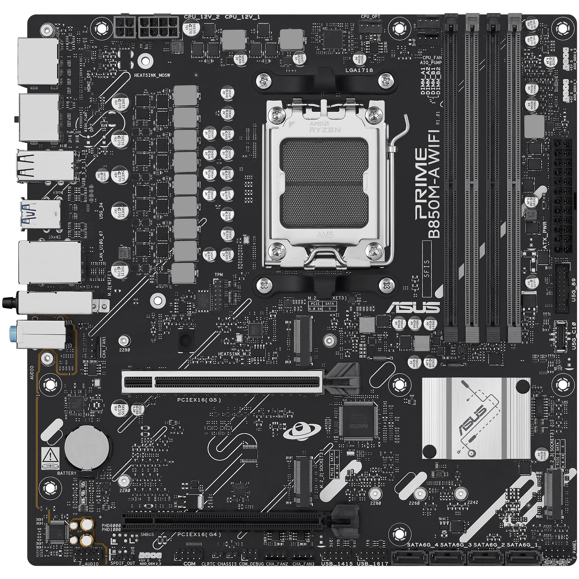 Pllakë Amë MB AMD ASUS PRIME B850M-A WIFI / AM5 / DDR5 / HDMI+DP - Figura 2