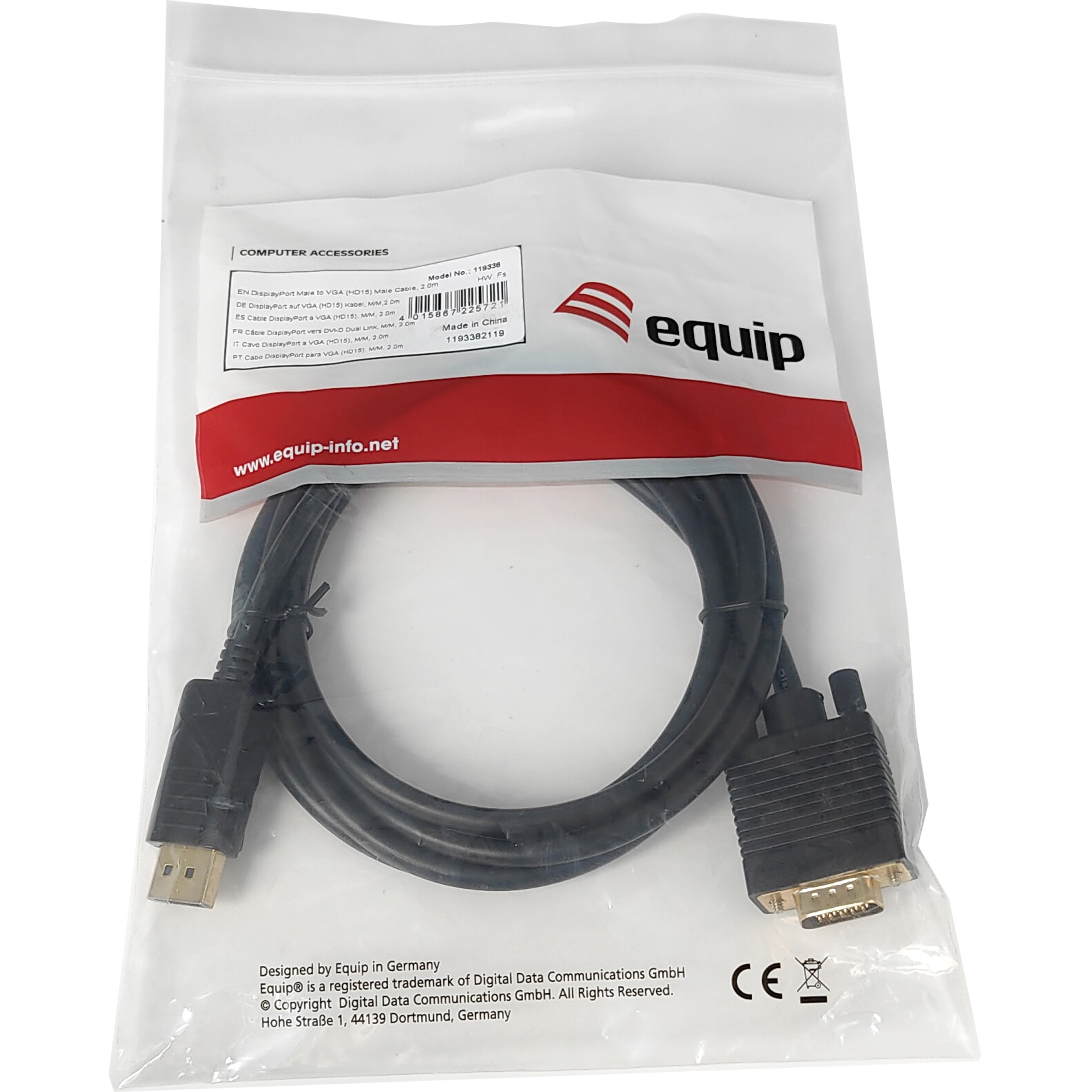 Kabllo DisplayPort në VGA (HD15) Equip (St/St) 2.00m / 1920×1200/60Hz – Zezë - Figura 4