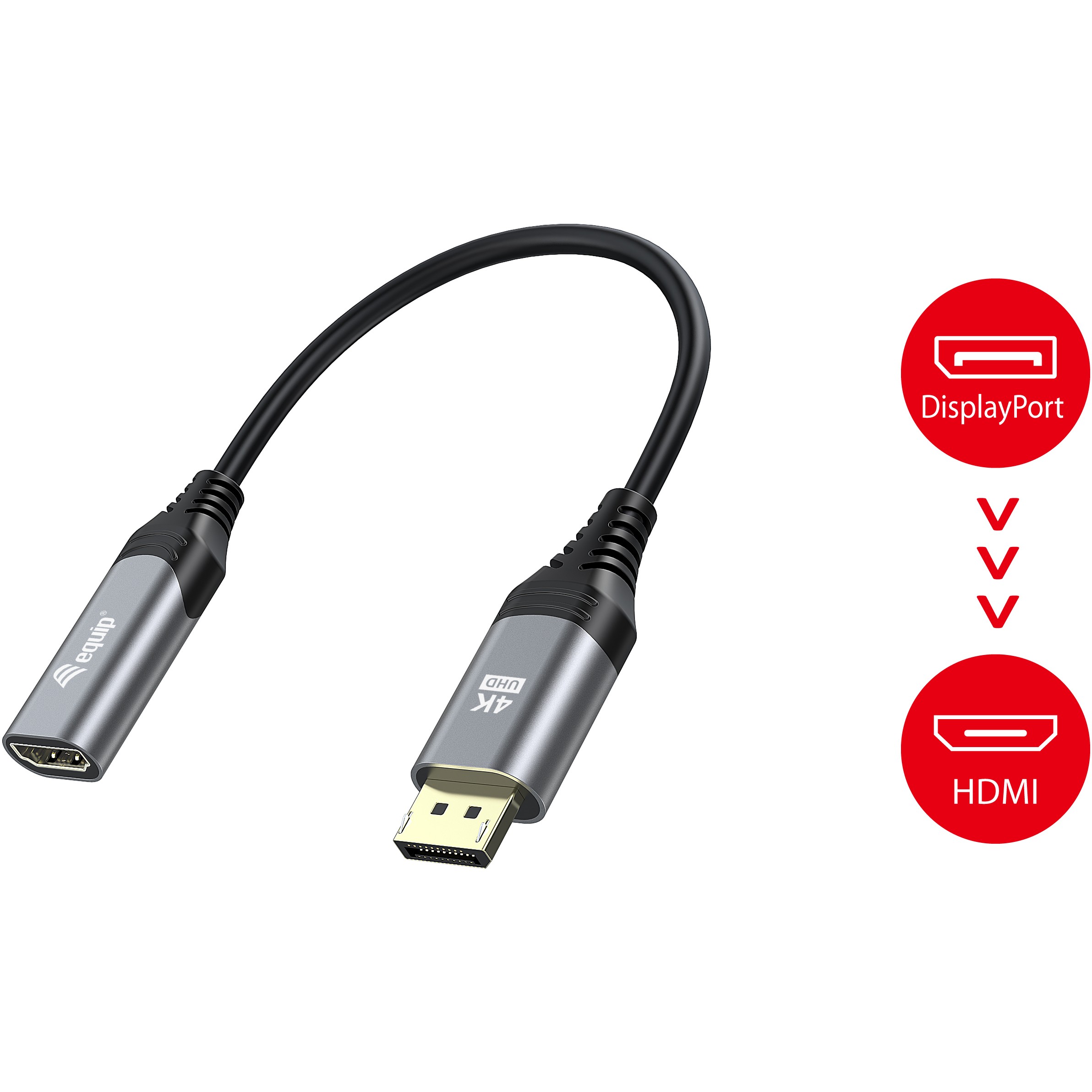 Kabllo HDMI DisplayPort në HDMI Equip 1.2 (St/Bu) / 4K/60Hz – Hiri - Figura 5