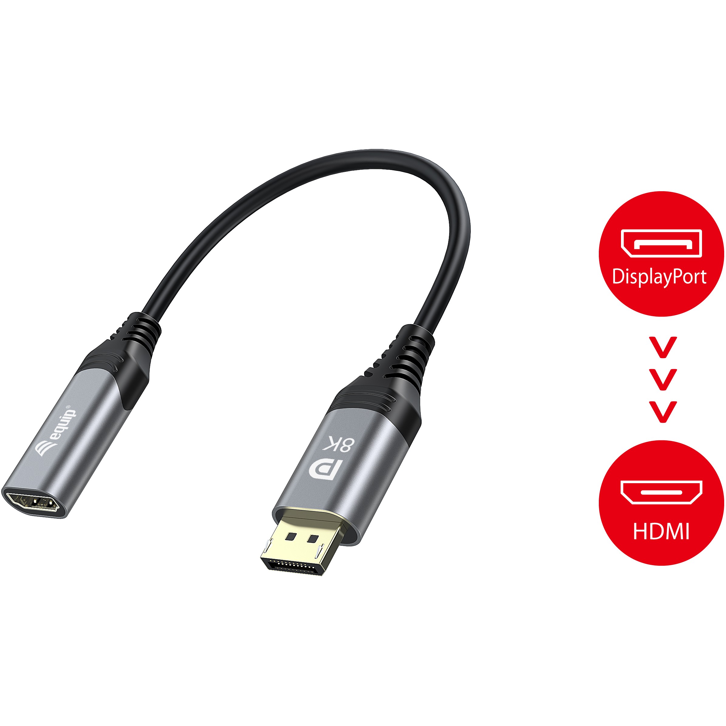 Kabllo HDMI DisplayPort në HDMI Equip 1.4 (St/Bu) / 8K/60Hz – Hiri - Figura 5