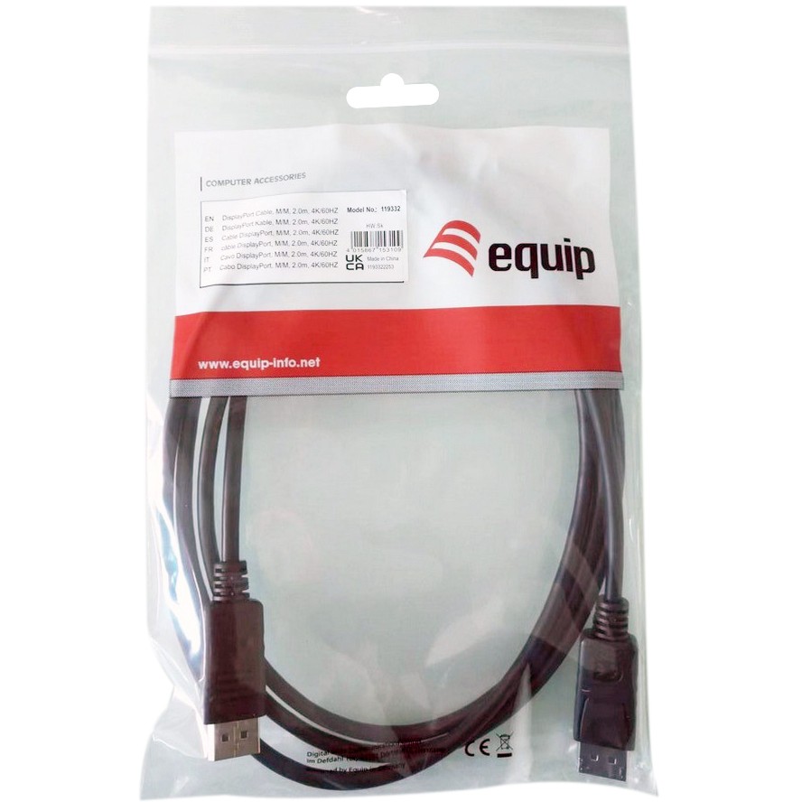 Kabllo DisplayPort Equip 1.2 (St/St) 2.00m / 4K/60Hz / HDCP/ Polybag – Zezë - Figura 3