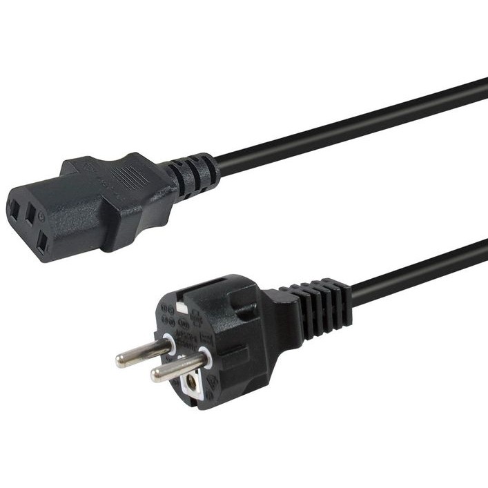 Kabllo për Furnizim me Energji Equip IEC C18 në Schuko / 1.80m / Kënd 180° - Zezë