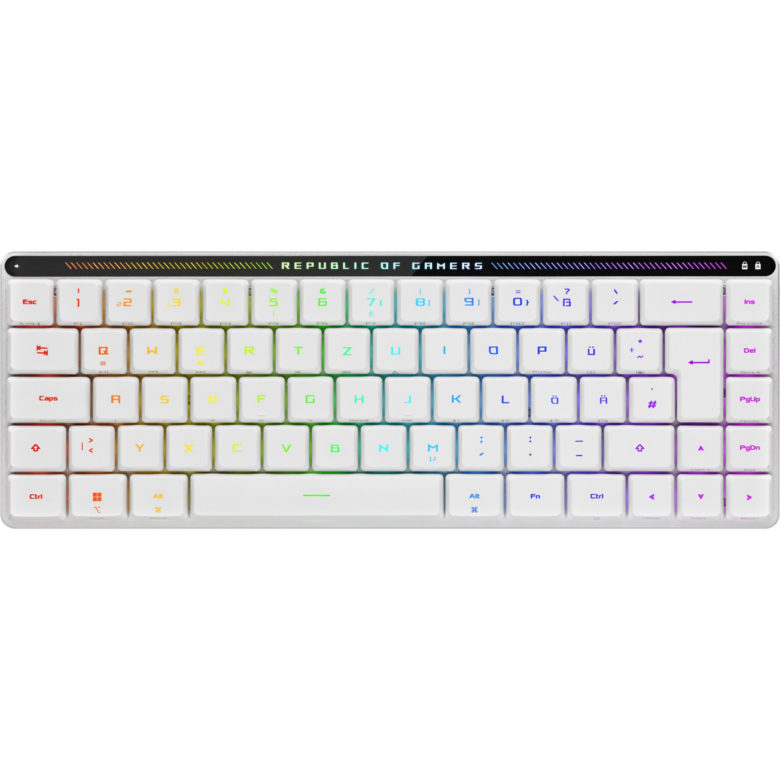 Tastierë Gaming Asus ROG Falchion RX LP RL Swiss RGB LED 65% / Wired & Wireless / Swiss layout - Bardhë