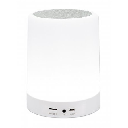 Altoparlant Bluetooth MANHATTAN LED / LED me tre nivele ndriçimi dhe gjashtë ngjyra, microSD / Aux 3.5 mm / E bardhë
