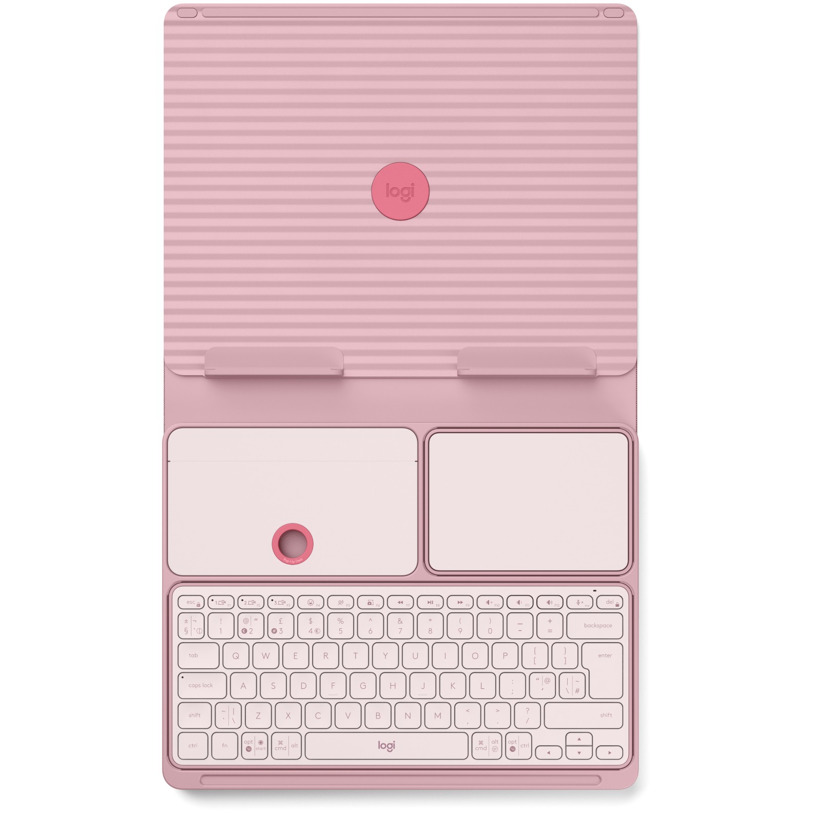Aksesorë për tablet Logitech CASA Pop-Up Desk / Tastierë pa kabllo + Touchpad + Stand për laptop / QWERTY Layout – Rozë - Figura 4