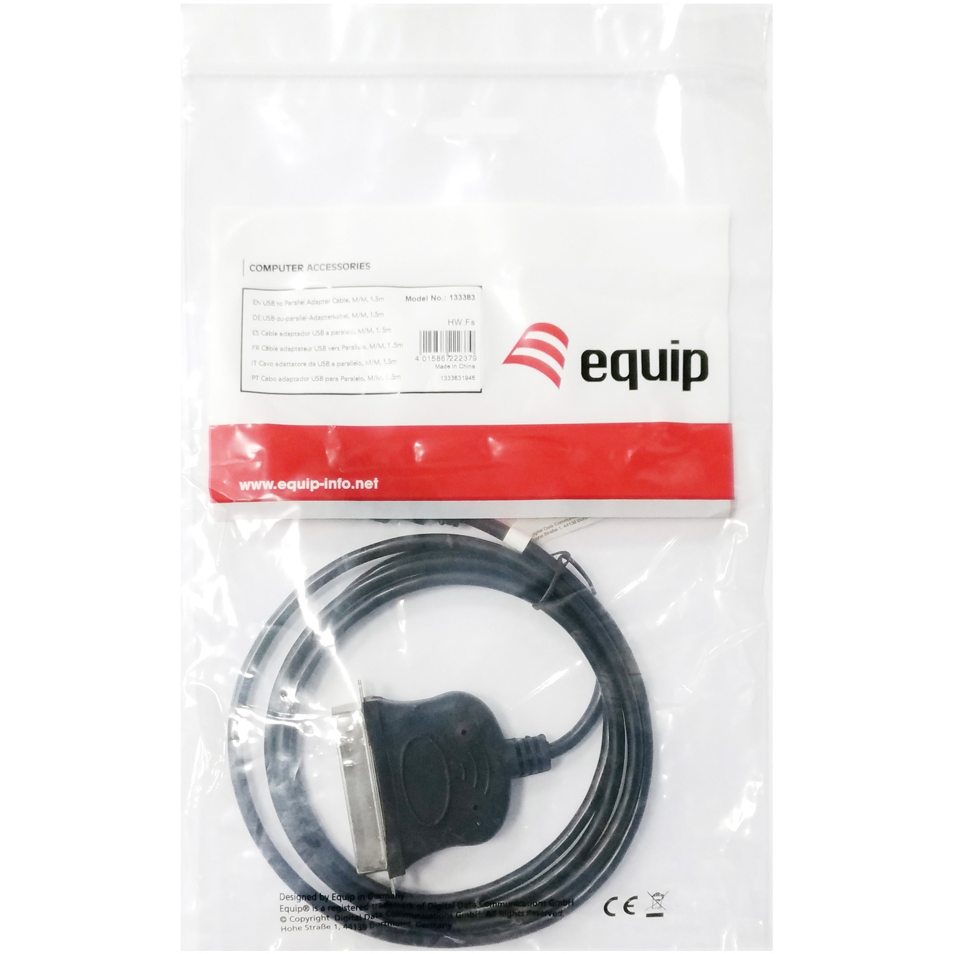 Kabllo USB Kabllo Equip USB-A në Parallel (EPP/ECP/bidi) / 1.50m / Polybag - Zezë - Figura 4