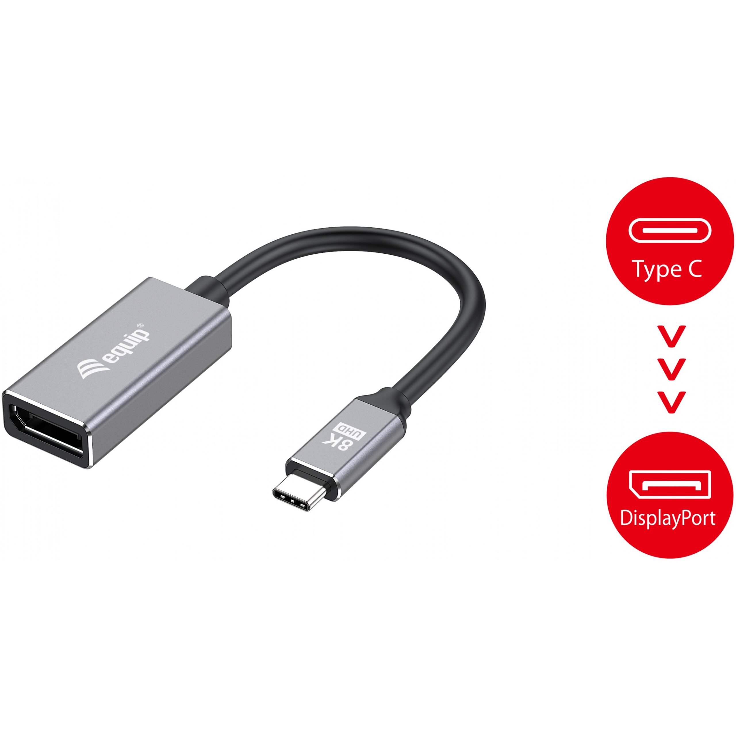Kabllo Adapter Equip USB-C & DisplayPort 1.4 8K60Hz 0.15m / Gri - Figura 4
