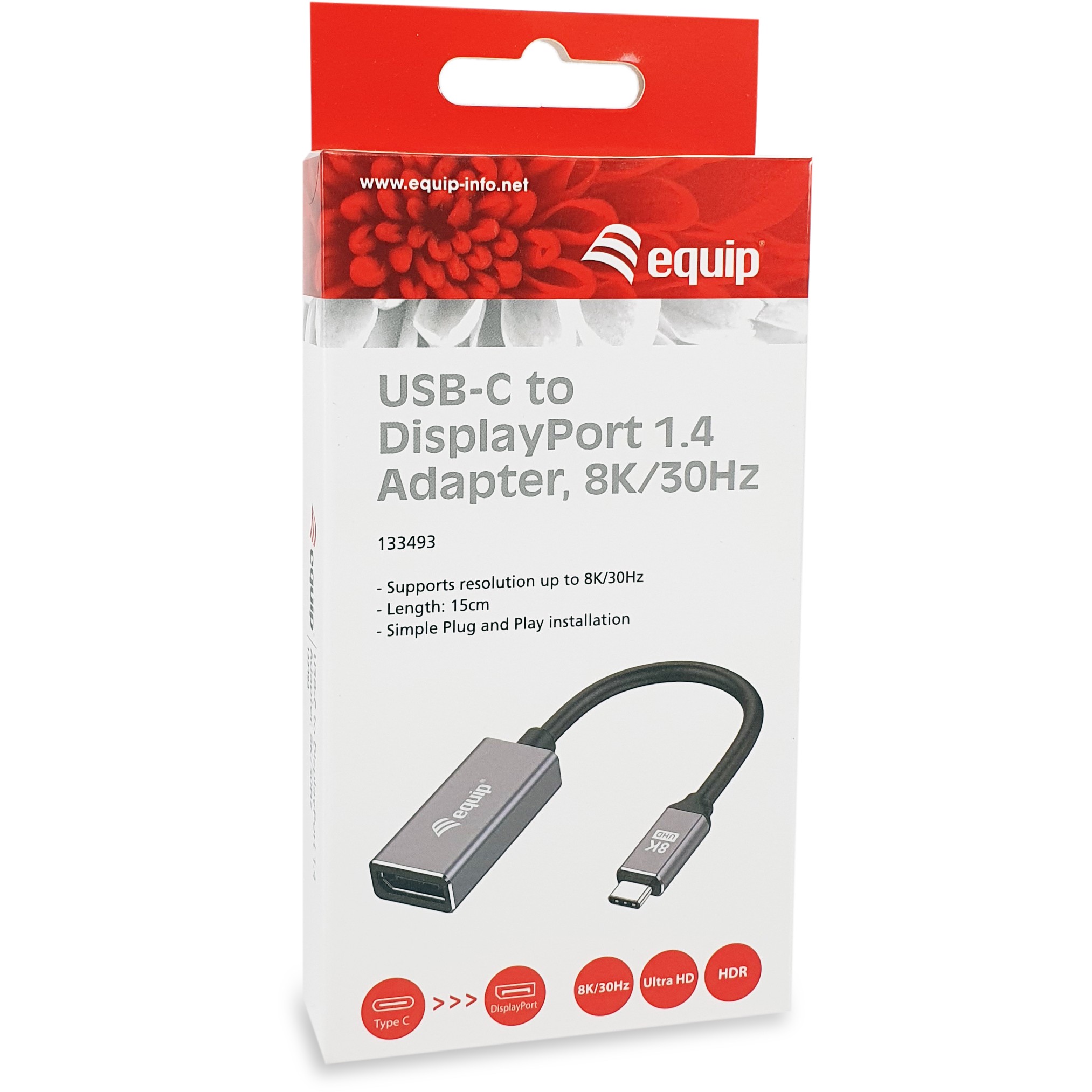 Kabllo Adapter Equip USB-C & DisplayPort 1.4 8K60Hz 0.15m / Gri - Figura 5