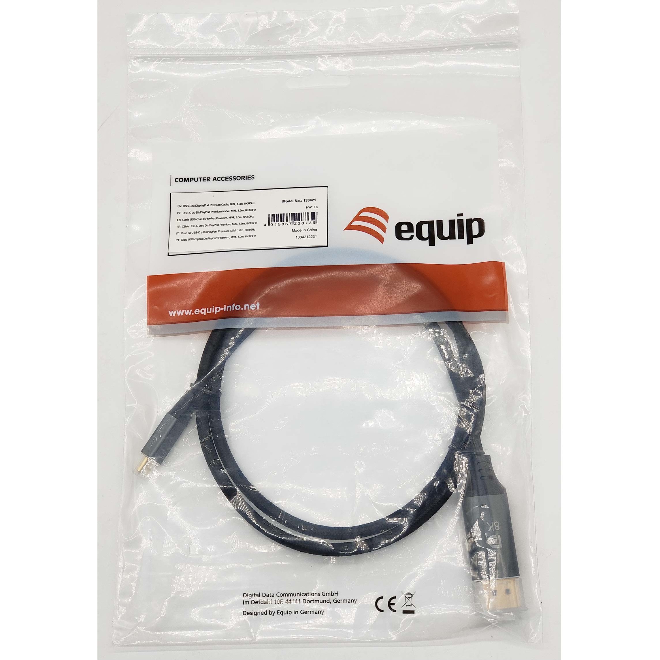 Kabllo Equip Adapter USB-C & DisplayPort 8K60Hz 1.00m / e zezë - Figura 5