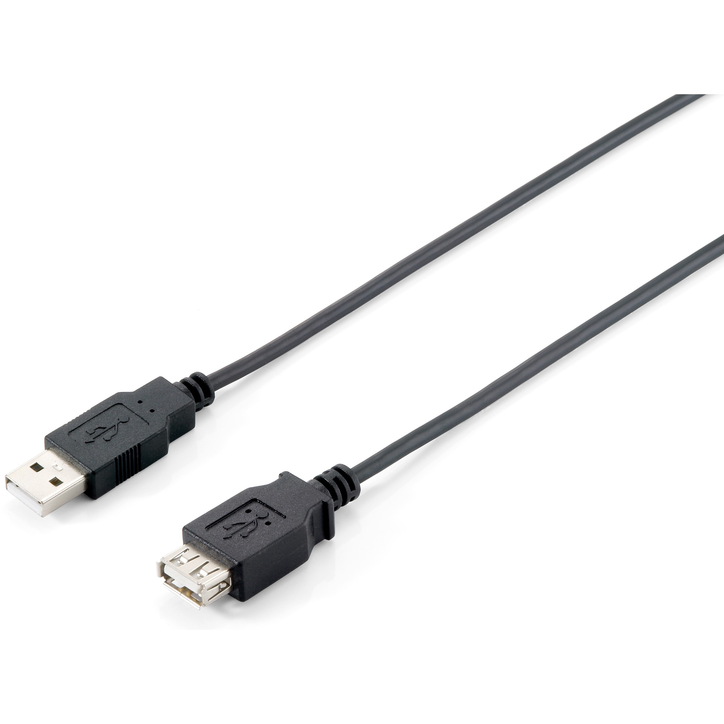 Kabllo USB Equip USB-A 2.0 në USB-A Verl. (St/Bu) / 1.80m / 480Mbps / Polybag – Zezë