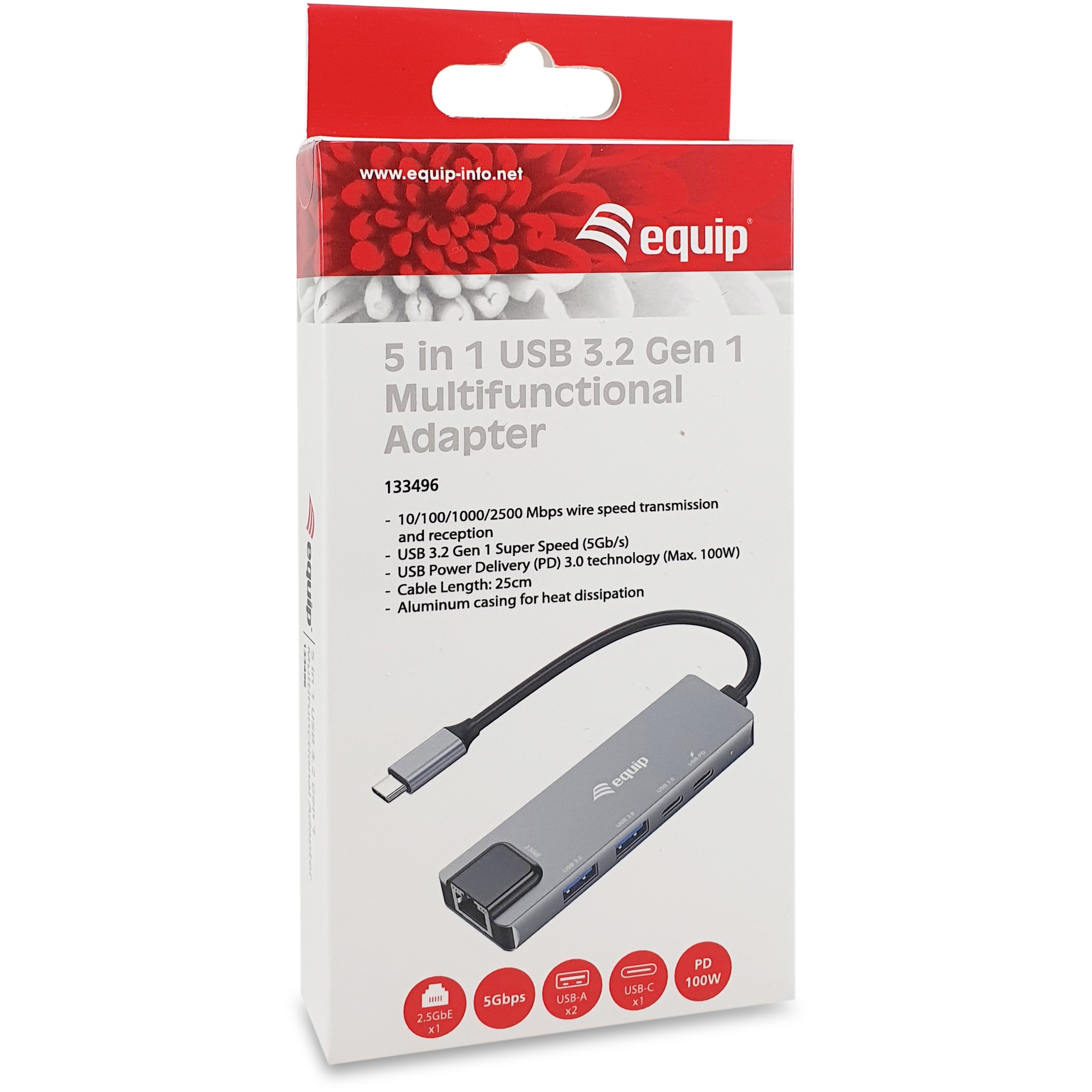 Adapter USB‑C Equip → RJ45 / 10/100/1000/2500 Mbps + USB 3.2 / Zezë - Figura 5
