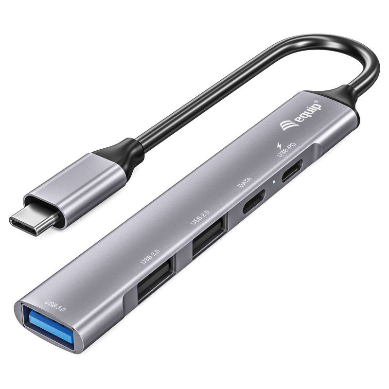 Docking Station Equip / USB‑C -> 1×USB‑C + 1×USB 3.0 + 2×USB 2.0 / 100W PD / 15cm - Zezë/Gri