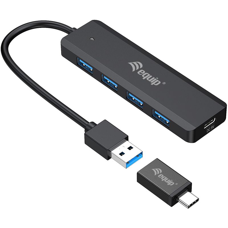 HUB Equip USB‑Hub 4‑Port 3.2 → 4×USB‑A 3.0 + USB‑C Adap. 5 Gbps – Zezë - Figura 2