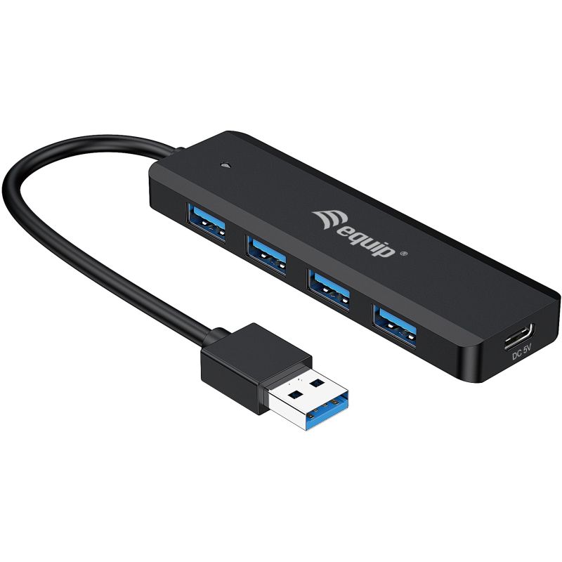 HUB Equip USB‑Hub 4‑Port 3.2 → 4×USB‑A 3.0 + USB‑C Adap. 5 Gbps – Zezë