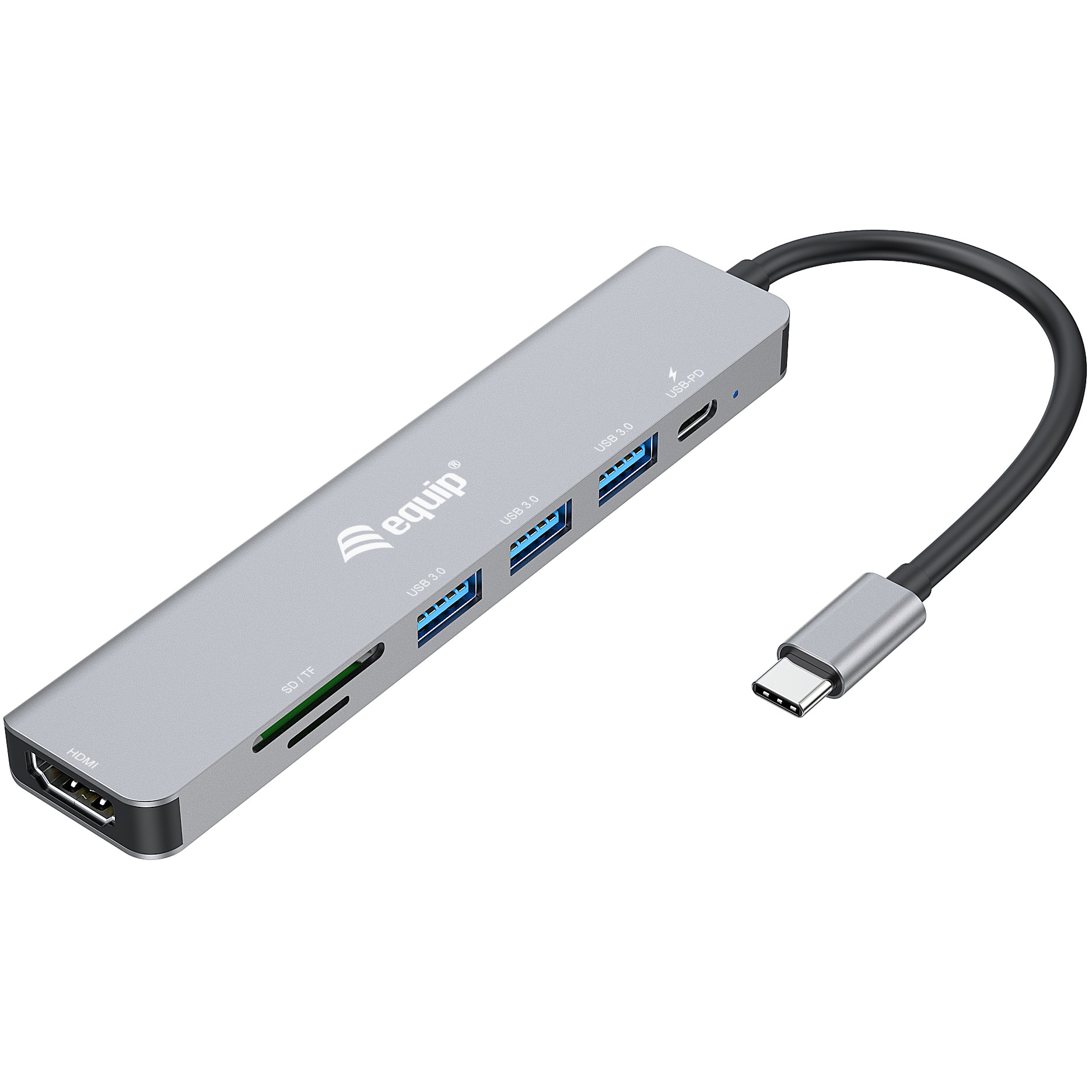 Docking Station Equip USB-C / HDMI / 3x USB 3.0 / SD & TF / 100W PD / Kabllo 25cm - Hiri