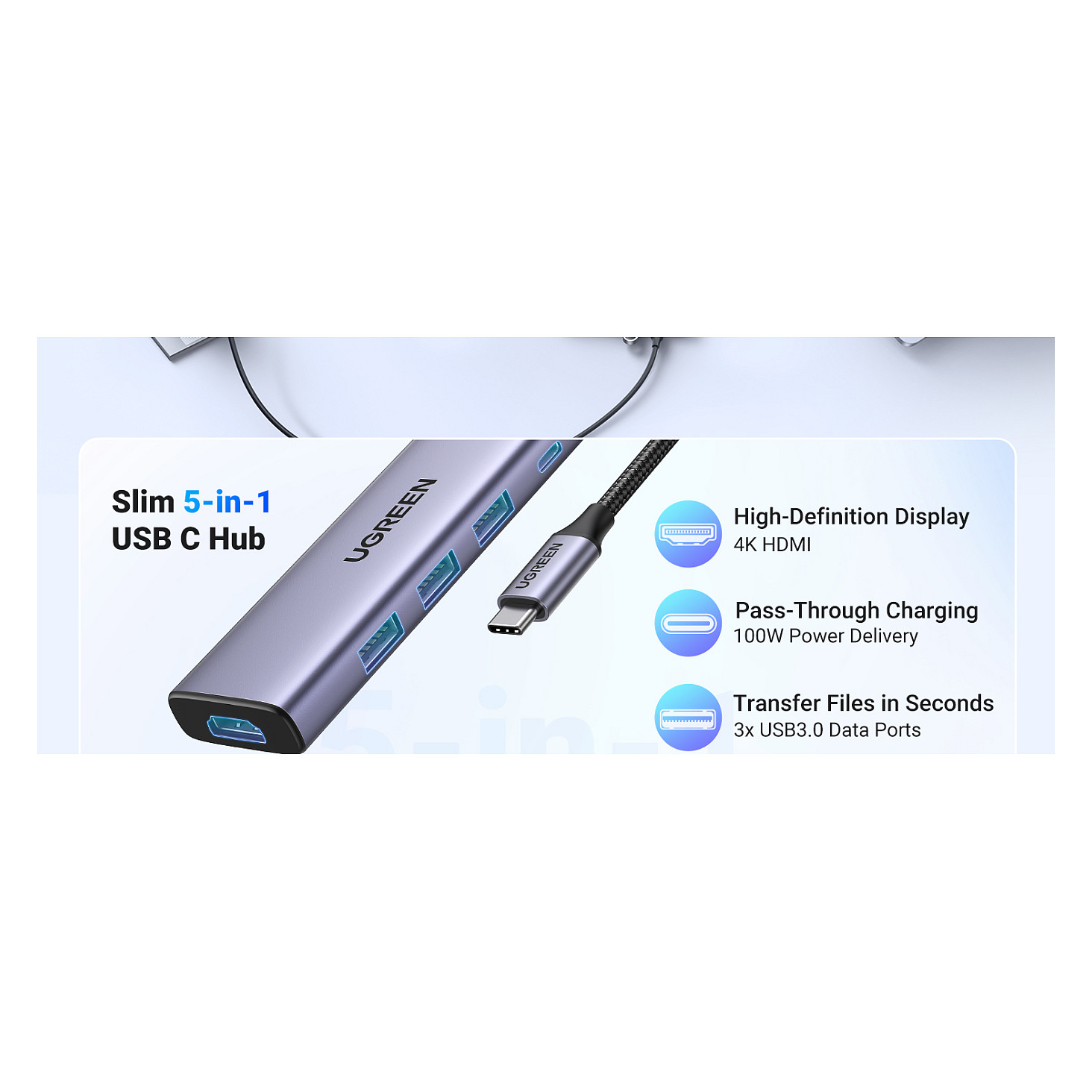 HUB UGREEN Revodok 5-in-1 / 4K HDMI / USB-C / 3x USB-A 3.0 - Figura 3
