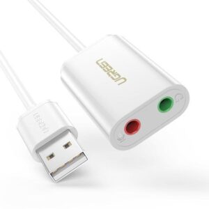 Adapter USB UGREEN USB-A to 3.5 mm External Stereo Sound Adapter / 15 cm – Bardhë