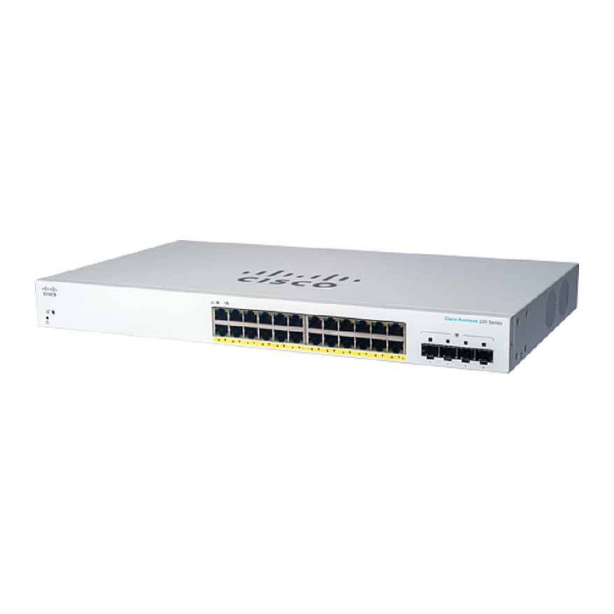 Cisco CBS220-24P-4G-EU 24-Port Gigabit PoE+ Managed Switch me 4x 1G SFP Uplink 195W Rackmount Business Switch