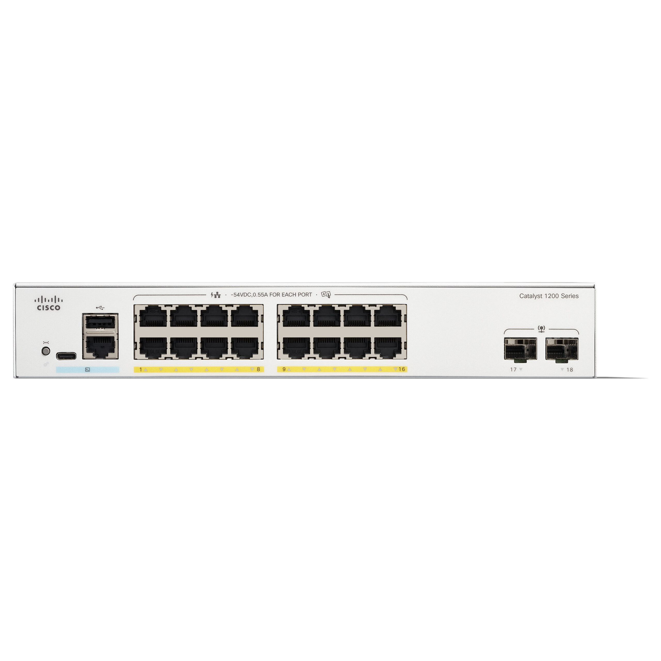 Cisco Catalyst C1200-16P-2G 16-Port Gigabit PoE+ Managed Switch me 2x SFP Uplink 120W Rackmount SMB Network Switch - Figura 2