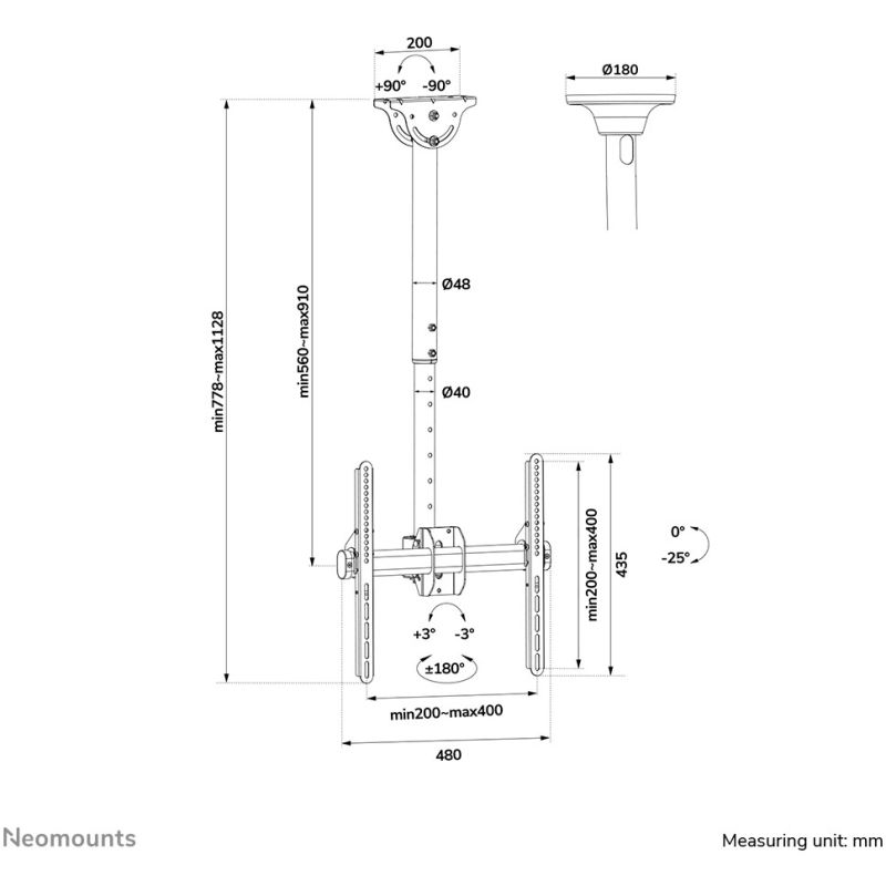 Mbajtëse për Monitor Neomounts NM-C440 LCD Clamp Mount/ Fully Adjustable /32–60" - Zezë - Figura 9