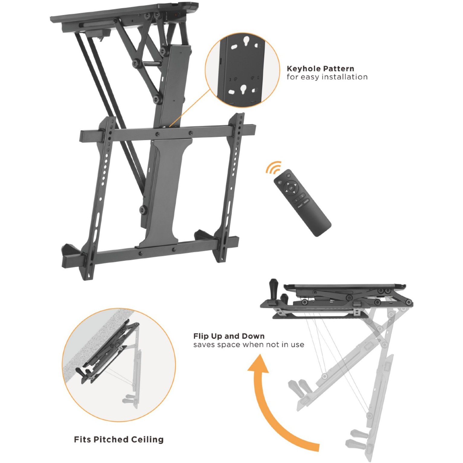 Mbajtëse për TV Equip Deckenhalterung / 32″–70″ / 1 TFT / 35 kg - Zezë - Figura 3