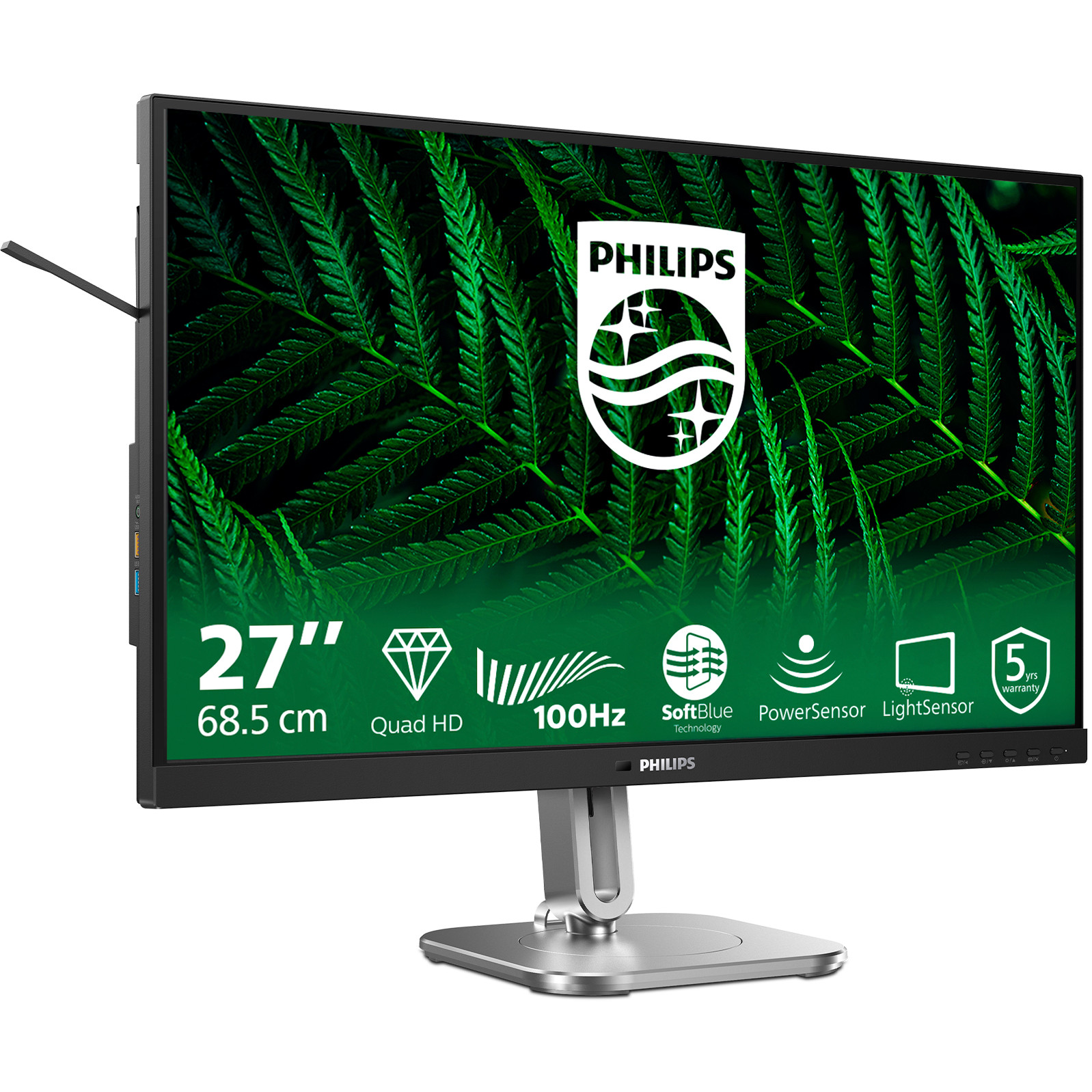 Monitor Philips / 27"/ Quad HD IPS / LCD / 100Hz / 4ms / USB + HDMI + DisplayPort - Argjend - Figura 2