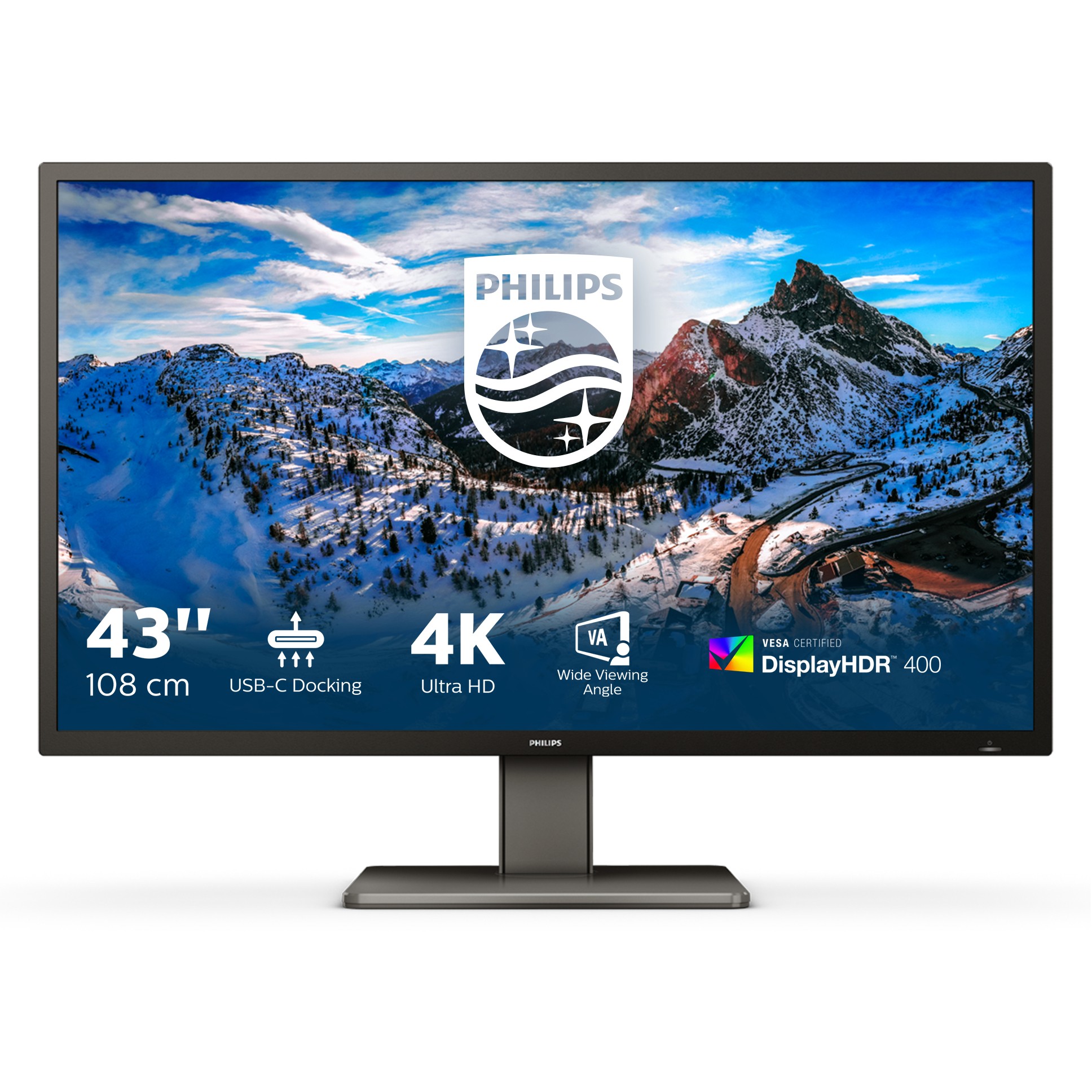 Monitor Philips 439P1 / 42.5″ / 4K UHD VA / LCD / 60Hz / 4ms / 3× HDMI + DP + USB‑C - Zezë