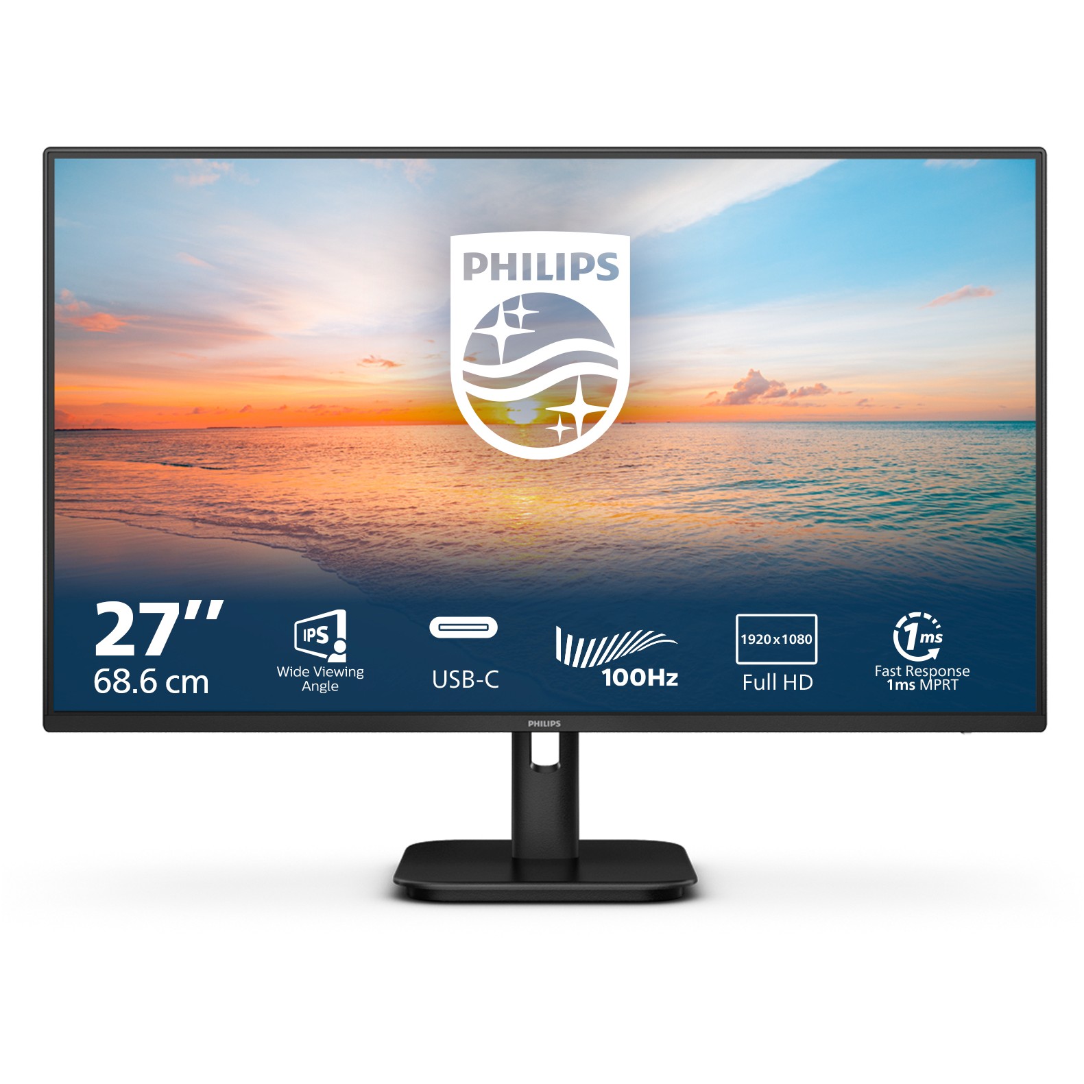 Monitor Philips 27E1N1300A / 27″ / FHD IPS LCD / 100Hz / 4ms / HDMI + USB‑C + USB - Zezë - Figura 2