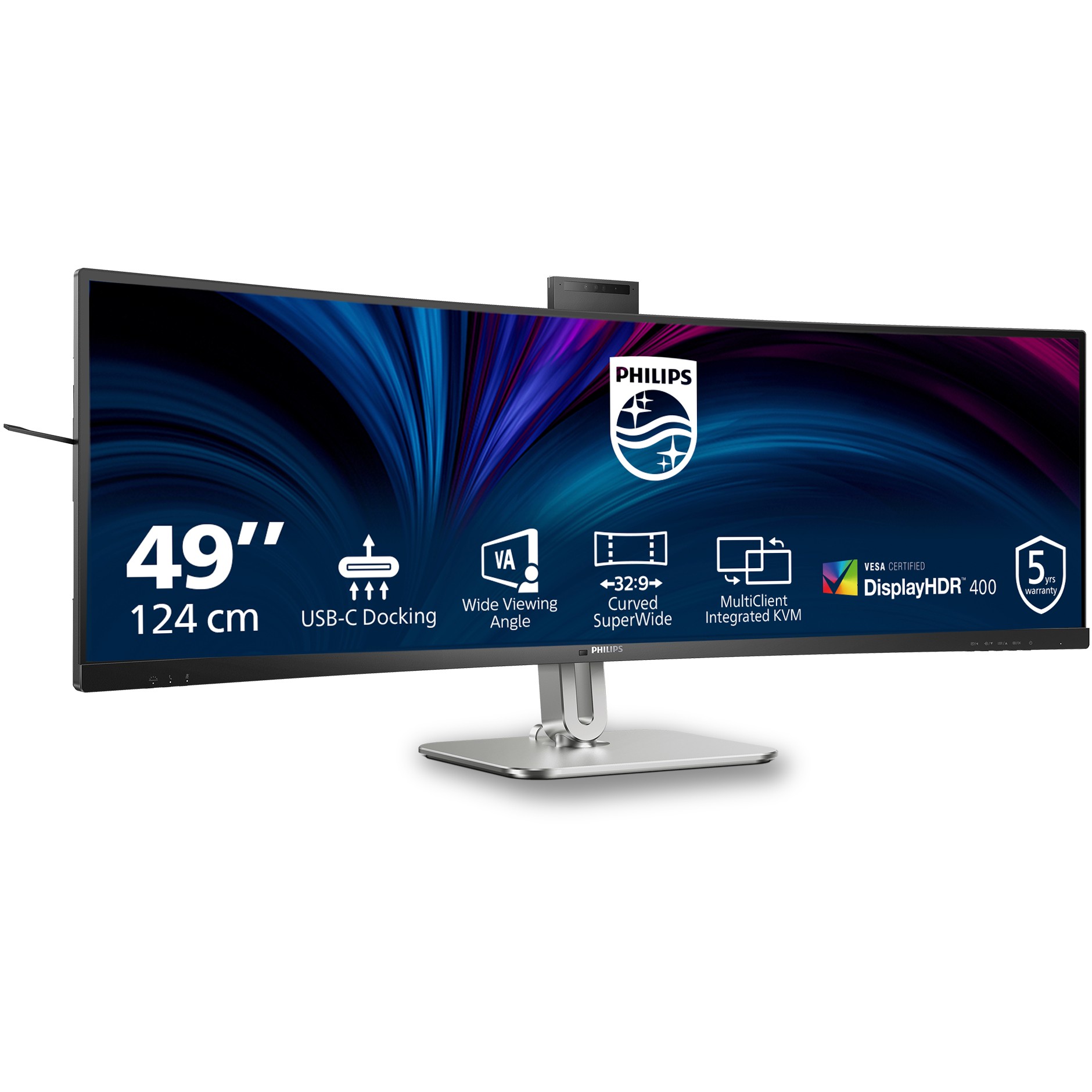 Monitor Philips 49B2U5900CH / 48.8″ / DQHD VA / LCD/ Curved / 75Hz / 4ms / 2× HDMI + DP + USB‑C / WebCam - Zezë - Figura 2