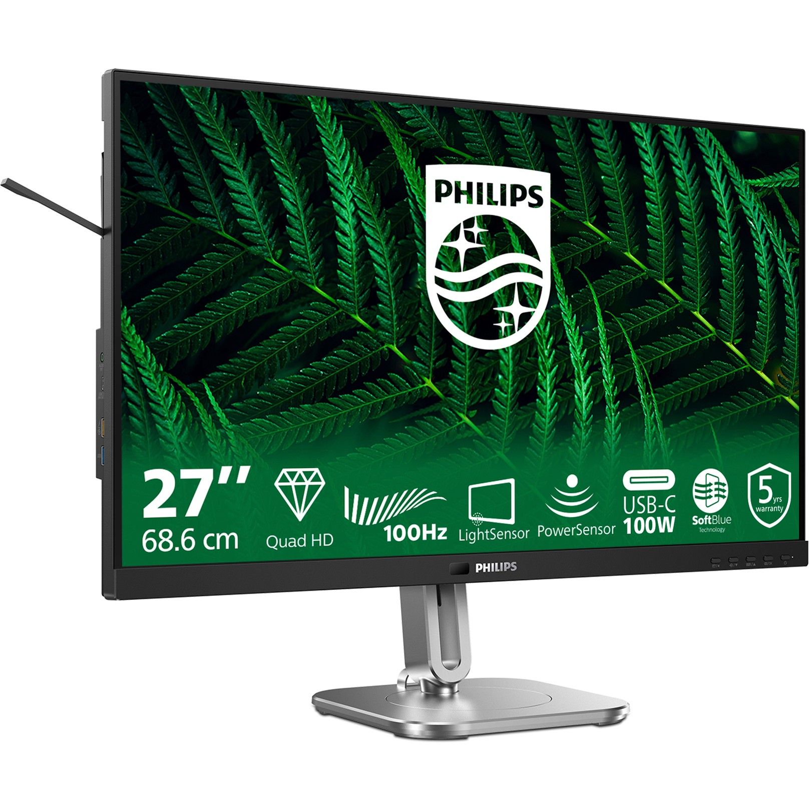 Monitor Philips 27B2G5601 / 27″ / QHD IPS LCD / 100Hz / 4ms / HDMI + DP + USB‑C + USB - Zezë - Figura 2