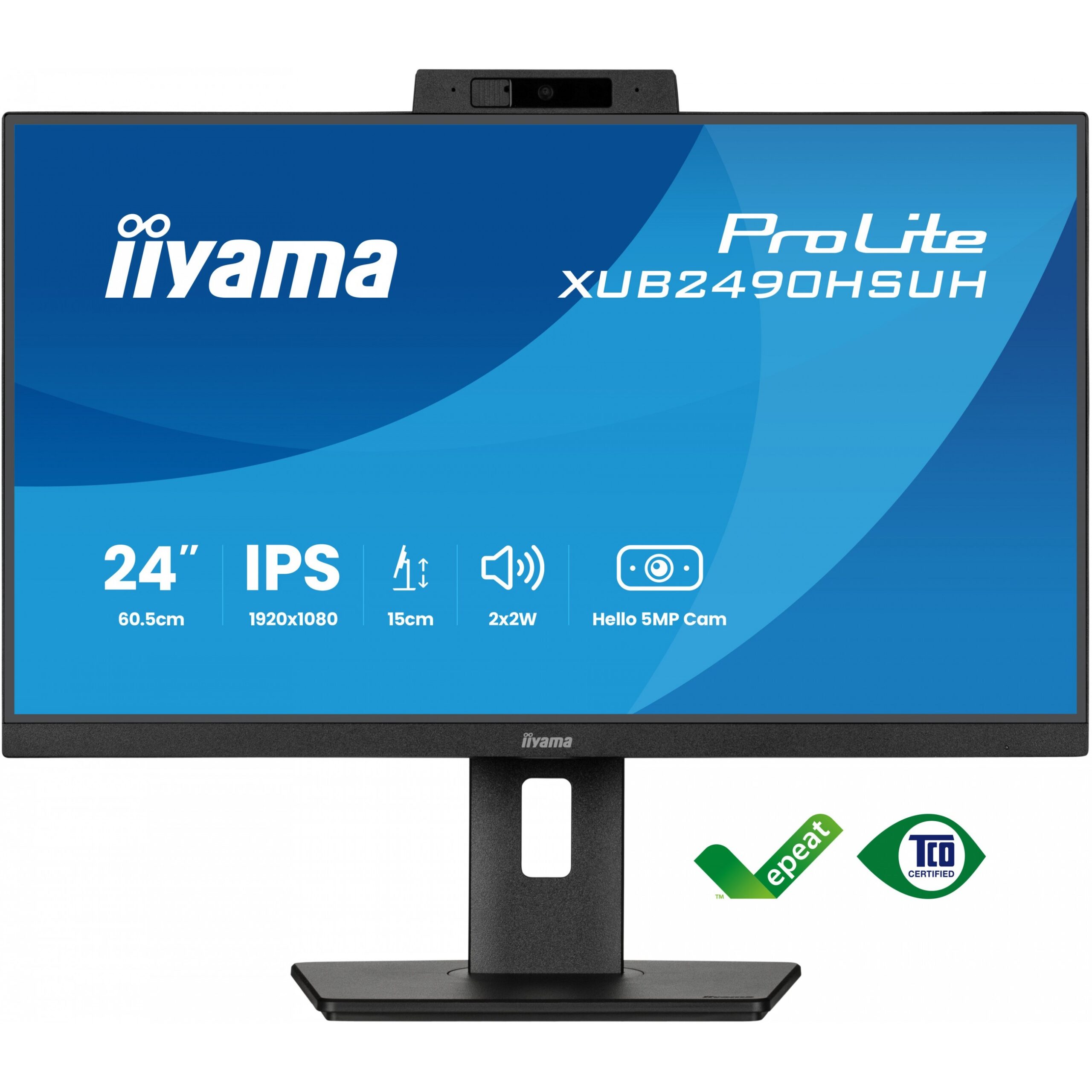Monitor iiyama ProLite XUB2490HSUH-B2 / 23.8″ / FHD IPS LED / 100Hz / 4ms / HDMI + DP + USB Hub / Lift + Pivot + WebCam - Zezë - Figura 2