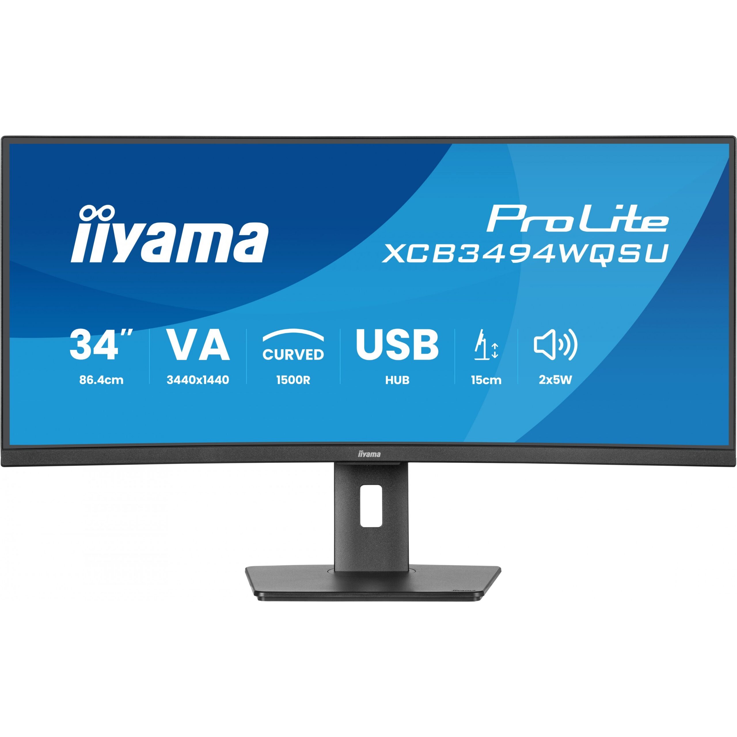 Monitor i lakuar IIYAMA XCB3494WQSU-B1 / 34" UltraWide Quad HD 120 Hz 0.4 ms VA Curved / HDMI DP USB / e zezë