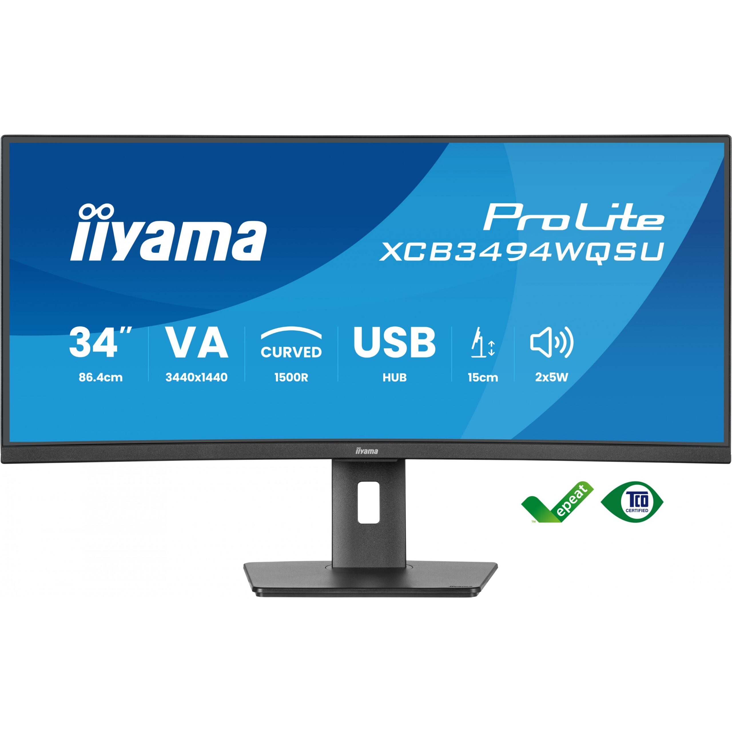 Monitor i lakuar IIYAMA XCB3494WQSU-B1 / 34" UltraWide Quad HD 120 Hz 0.4 ms VA Curved / HDMI DP USB / e zezë - Figura 2
