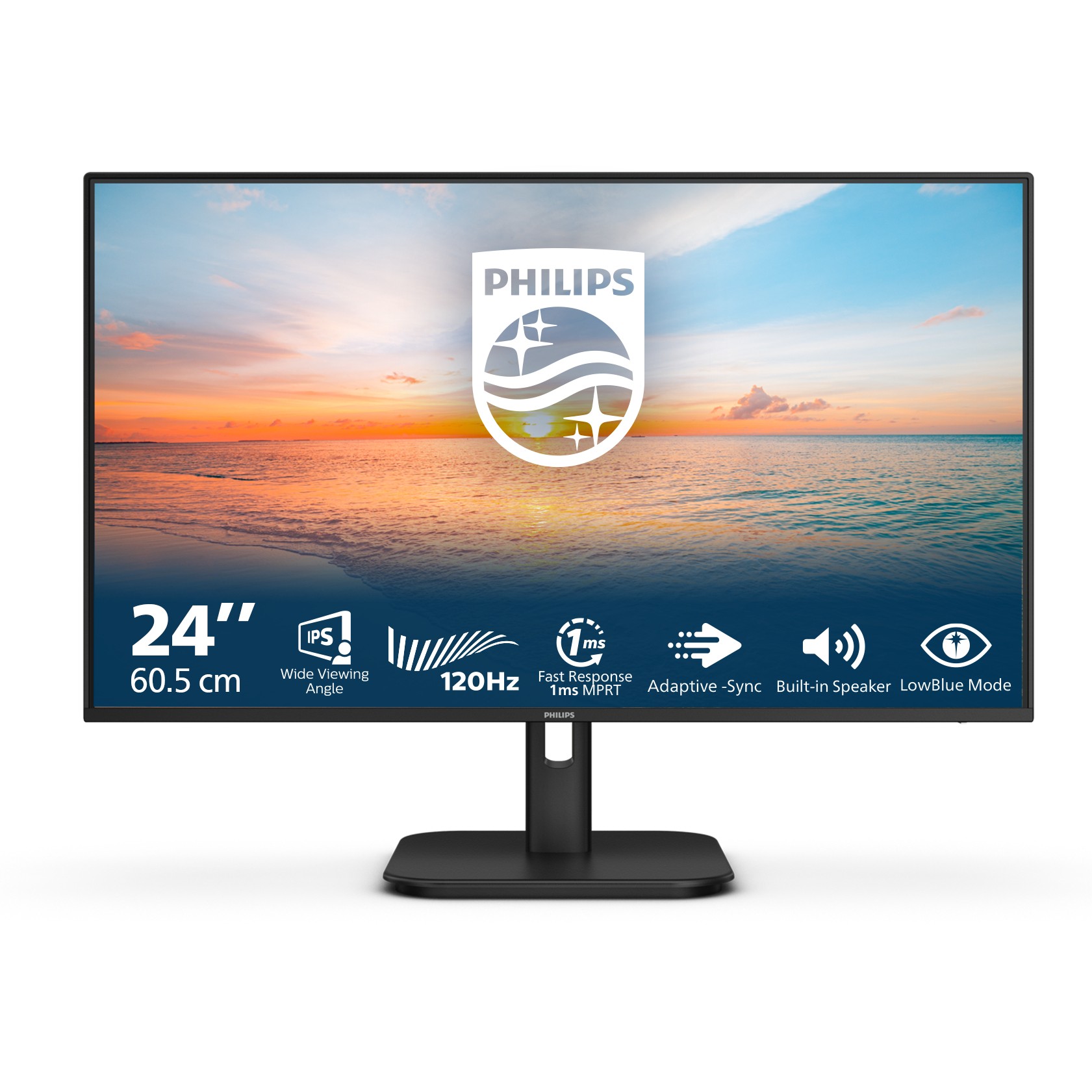 Monitor Philips 24E1N1200A / 23.8″ / FHD IPS LCD / 120Hz / 4ms / HDMI + VGA + DP- Zezë