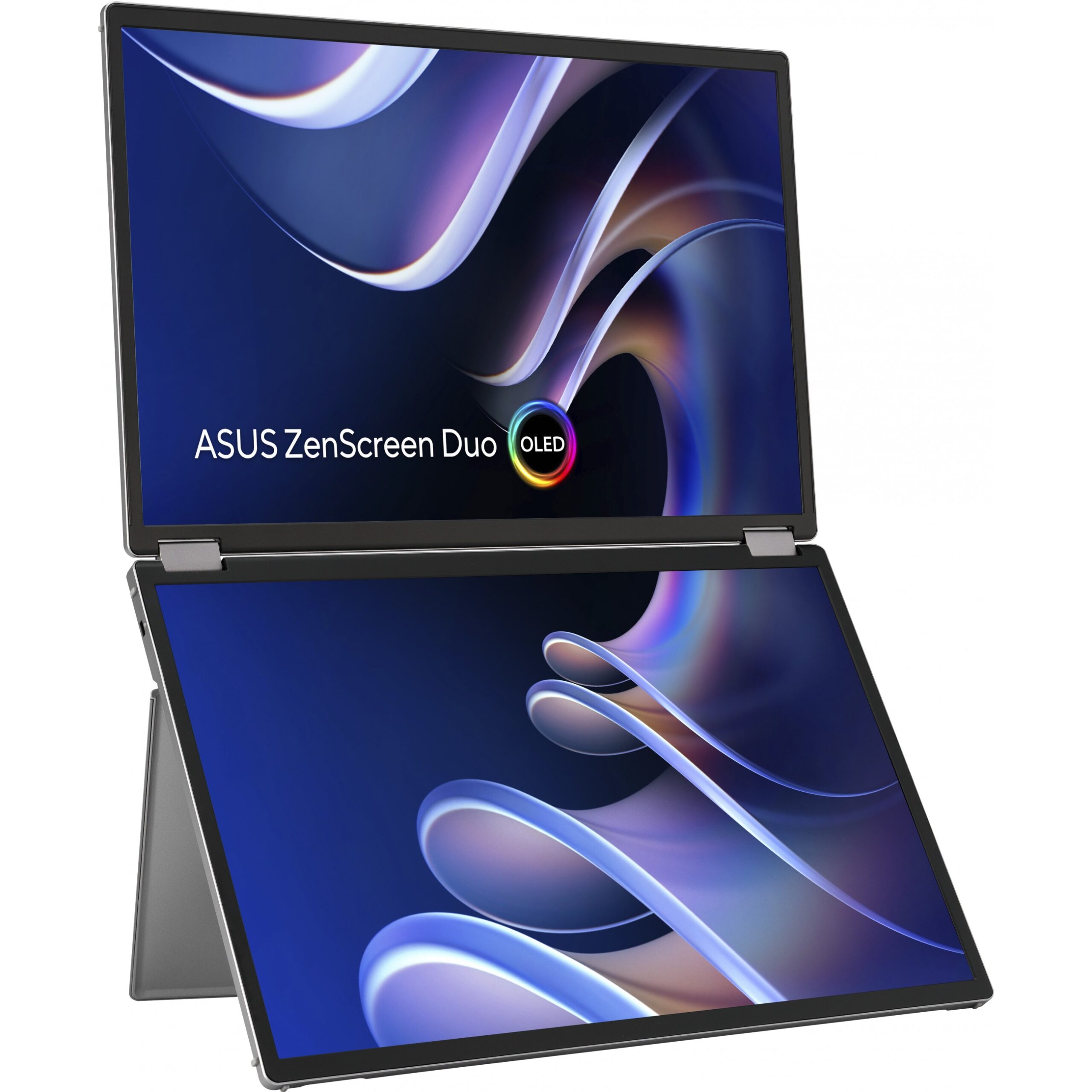 Monitor ASUS ZenScreen Duo OLED MQ149CD / 14″ x2 / WUXGA OLED / 60Hz / 1ms / 2× USB-C + Mini-HDMI - Argjendi